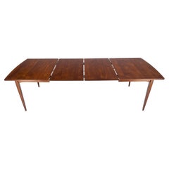 Danish Mid Century Modern Walnut Dining Table on Tapered Legs Two Leaves MINT!