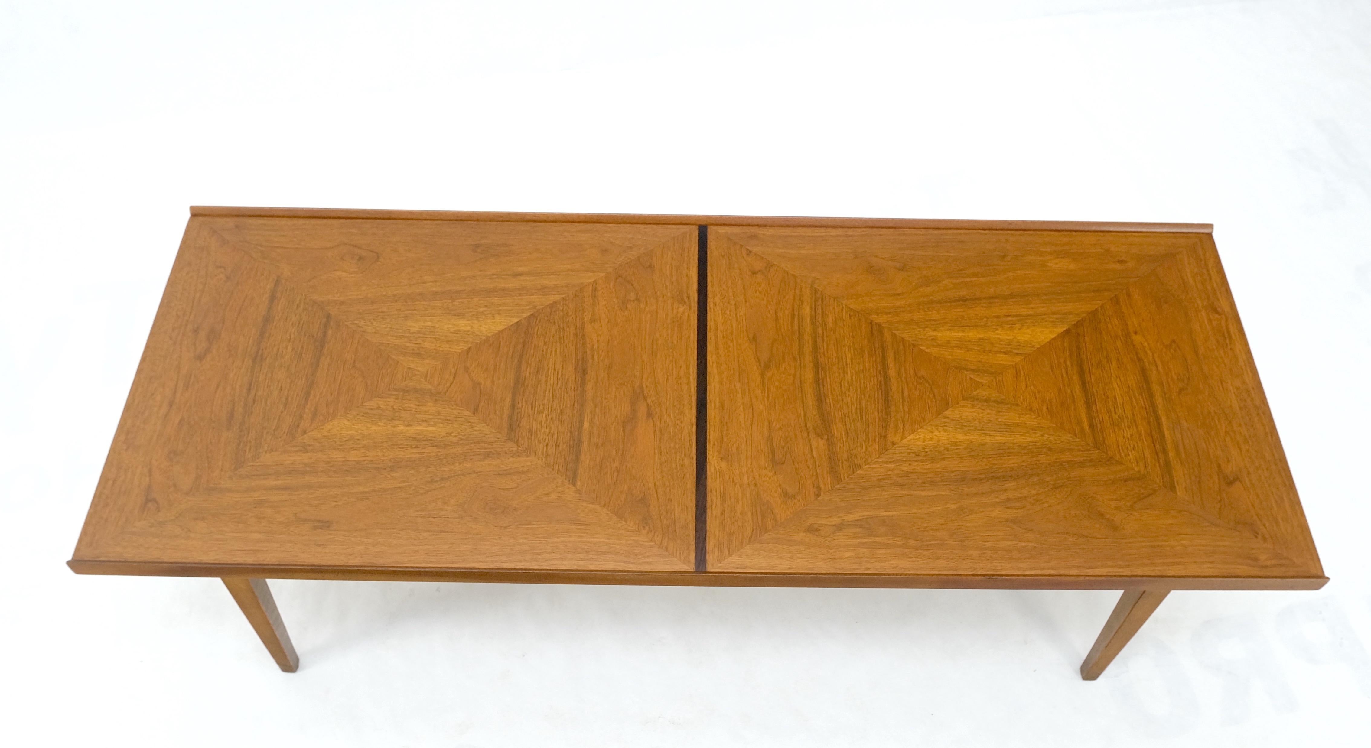 Danish Mid-Century Modern Walnut Long Rectangle Coffee Table W Rolled Edge Mint! For Sale 3