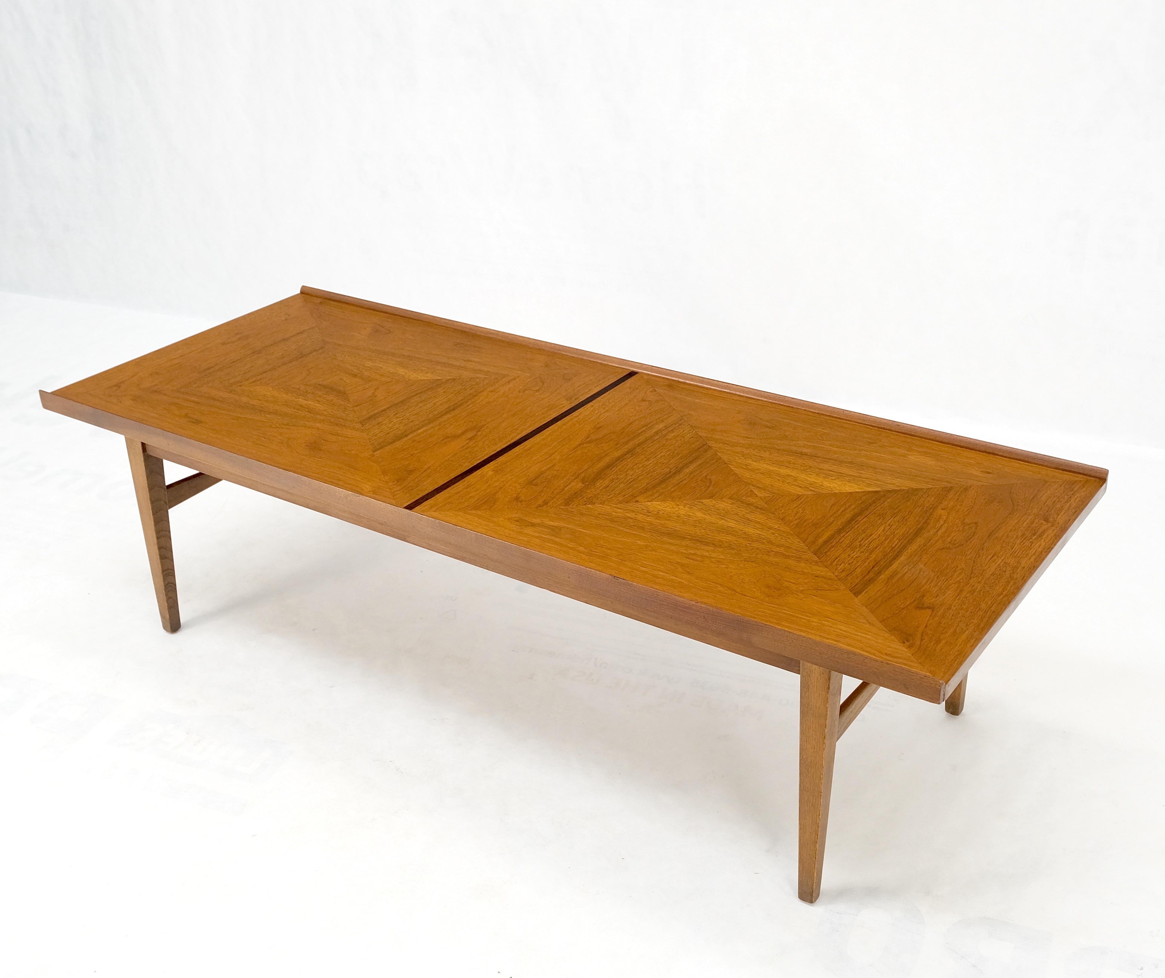 Danish Mid-Century Modern Walnut Long Rectangle Coffee Table W Rolled Edge Mint! For Sale 4