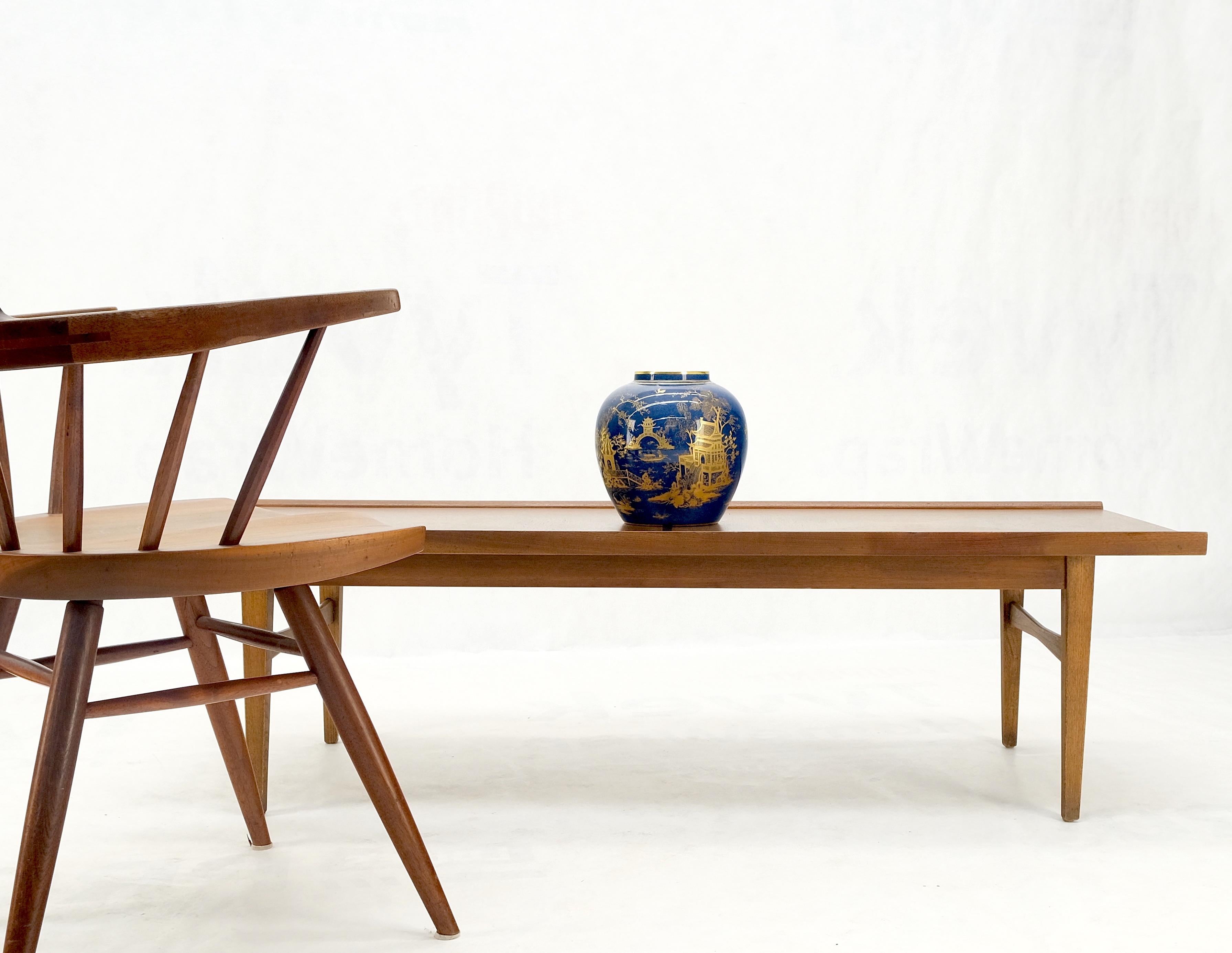 Danish Mid-Century Modern Walnut Long Rectangle Coffee Table W Rolled Edge Mint! For Sale 5