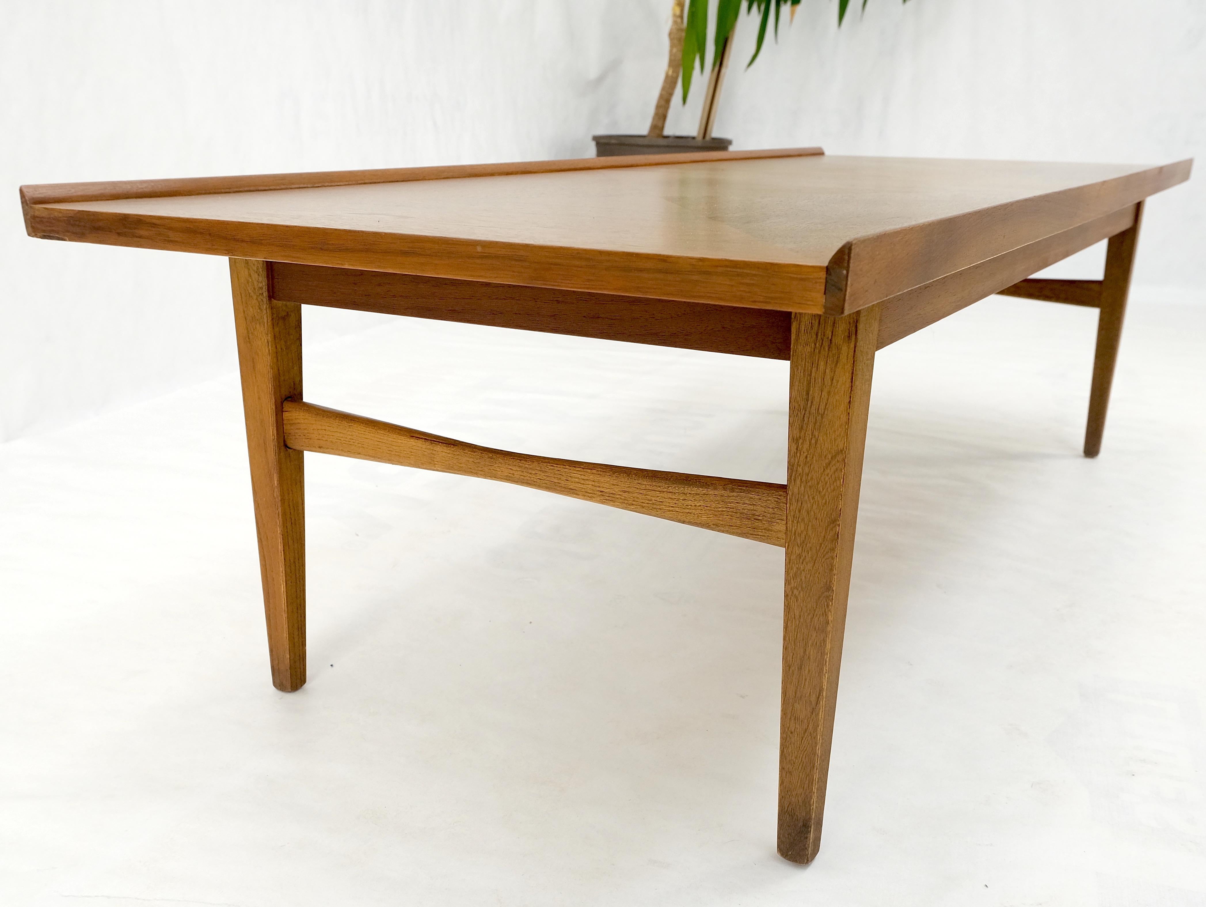 Danish Mid-Century Modern walnut long rectangle coffee table w rolled edge mint!