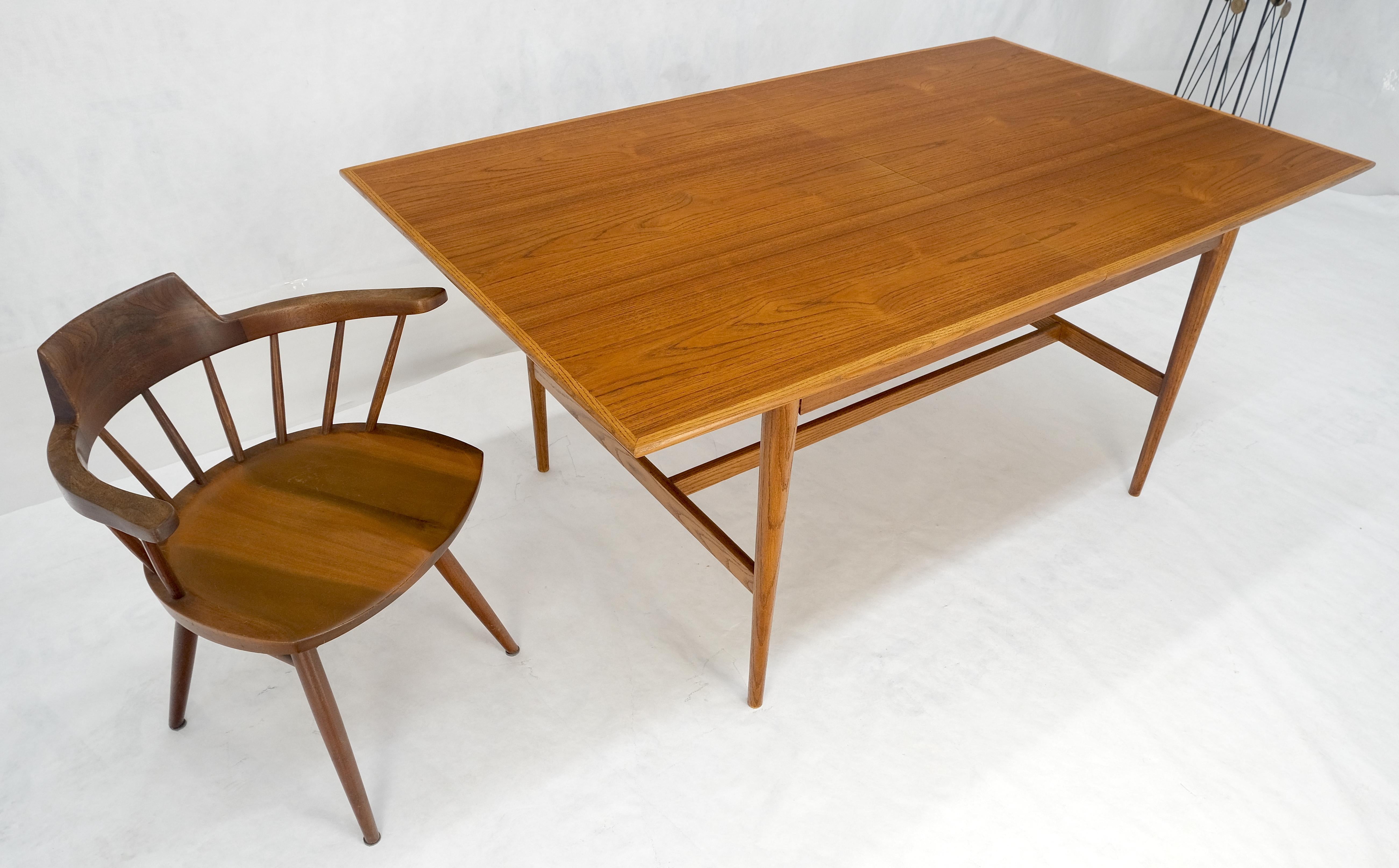 Danish Mid Century Modern Walnut Stretcher Base Walnut Dining Writing Table MINT For Sale 2