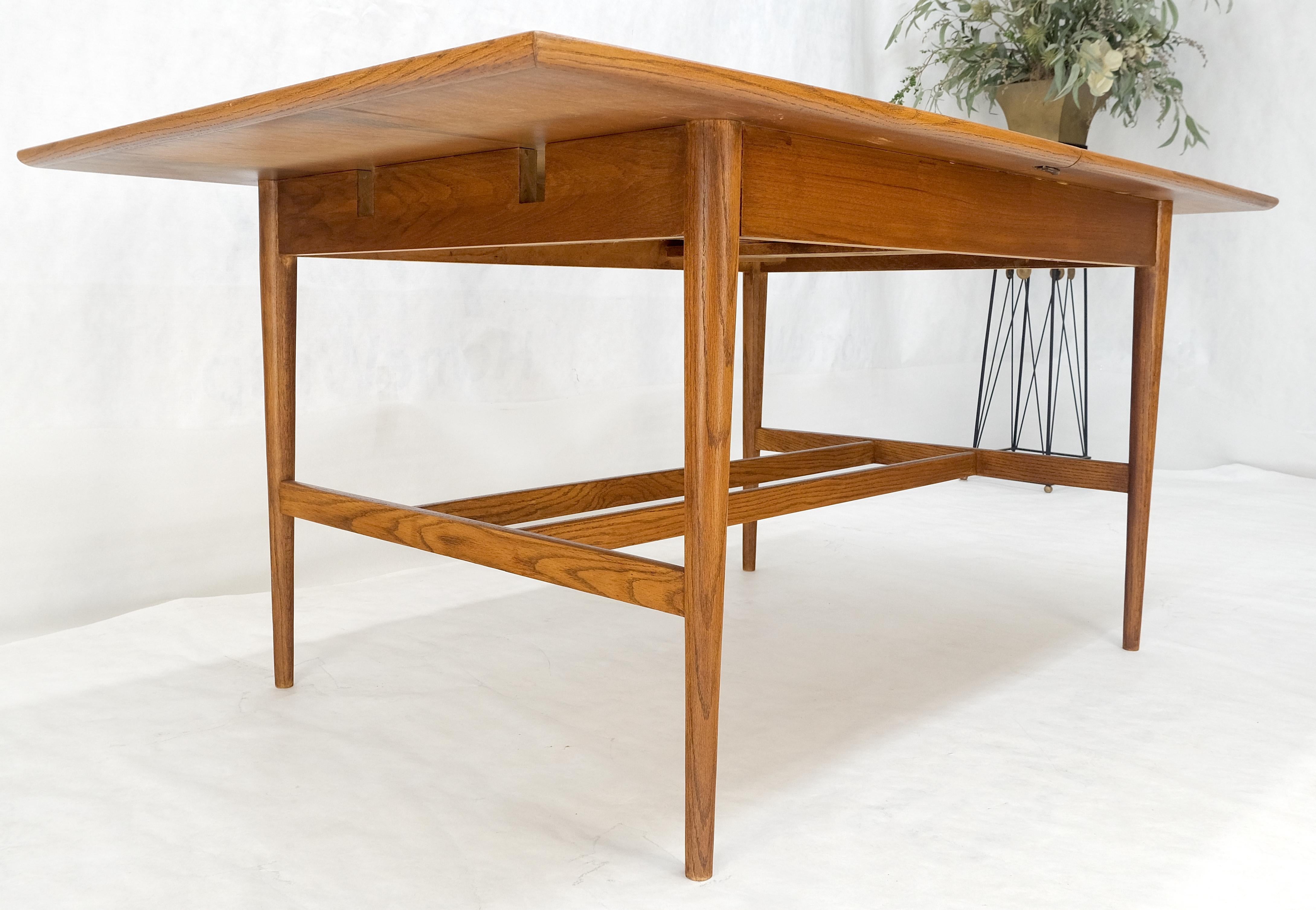 Danish Mid Century Modern Walnut Stretcher Base Walnut Dining Writing Table MINT For Sale 4