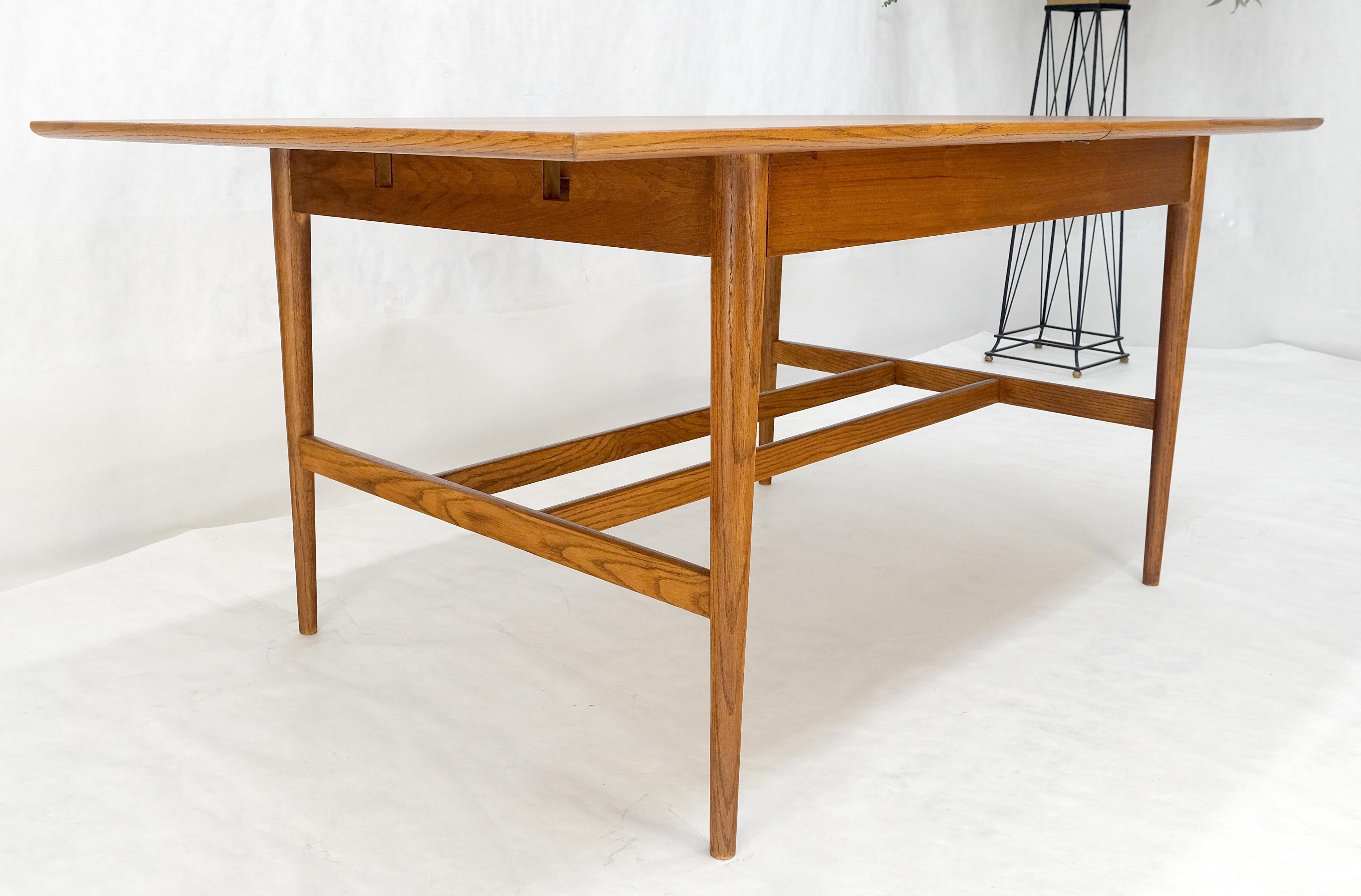 Danish Mid Century Modern Walnut Stretcher Base Walnut Dining Writing Table MINT For Sale 5