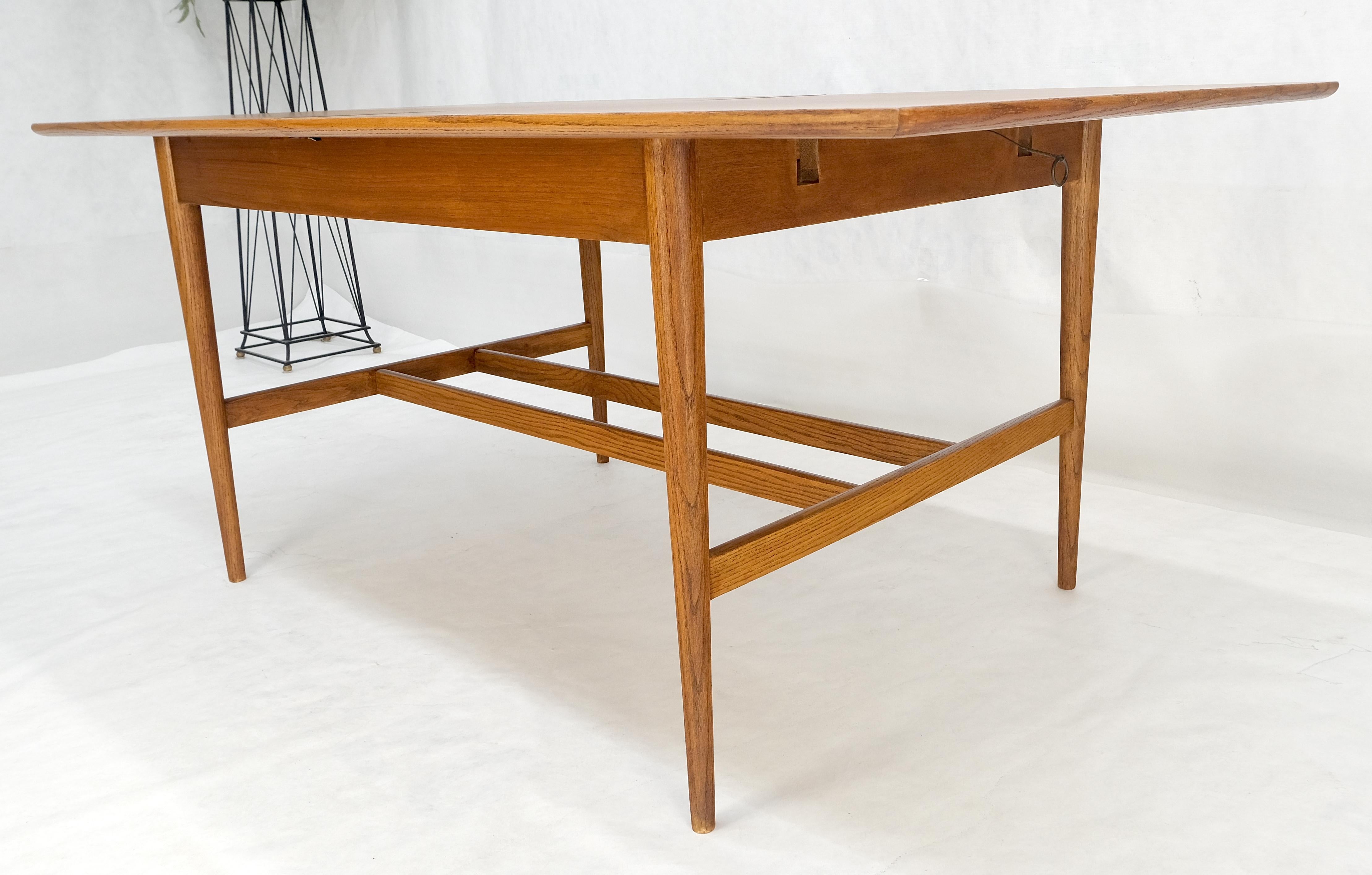 Danish Mid Century Modern Walnut Stretcher Base Walnut Dining Writing Table MINT For Sale 6