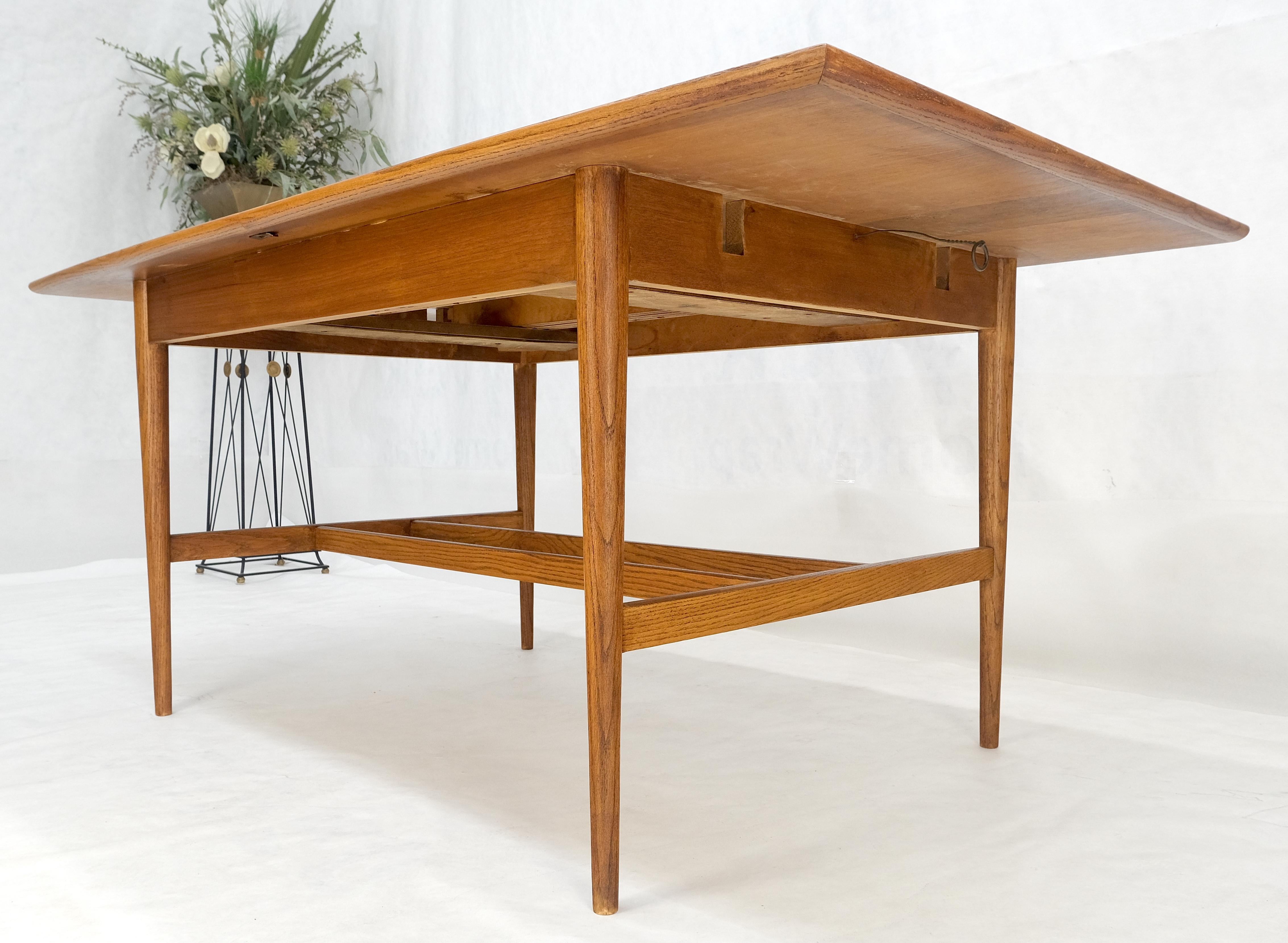 Danish Mid Century Modern Walnut Stretcher Base Walnut Dining Writing Table MINT For Sale 7