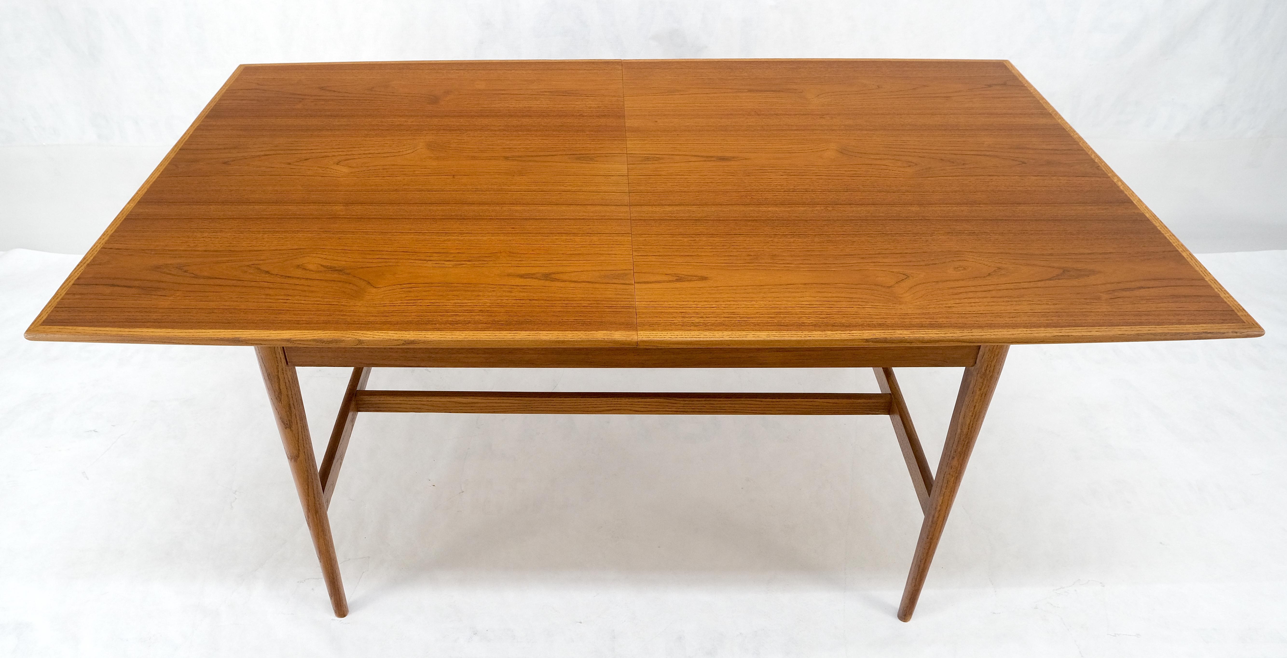 Danish Mid Century Modern Walnut Stretcher Base Walnut Dining Writing Table MINT 
(no Leaf)