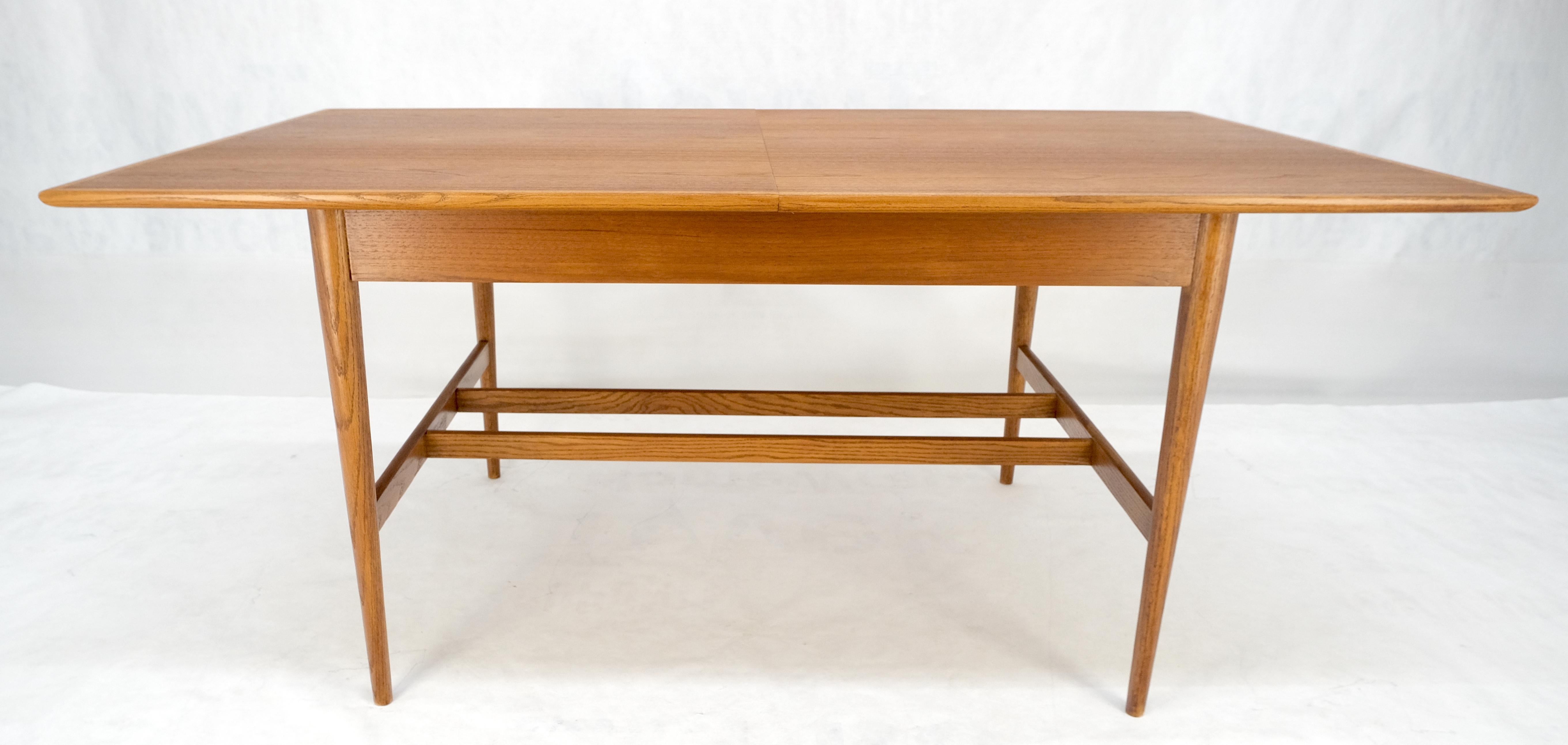 American Danish Mid Century Modern Walnut Stretcher Base Walnut Dining Writing Table MINT For Sale