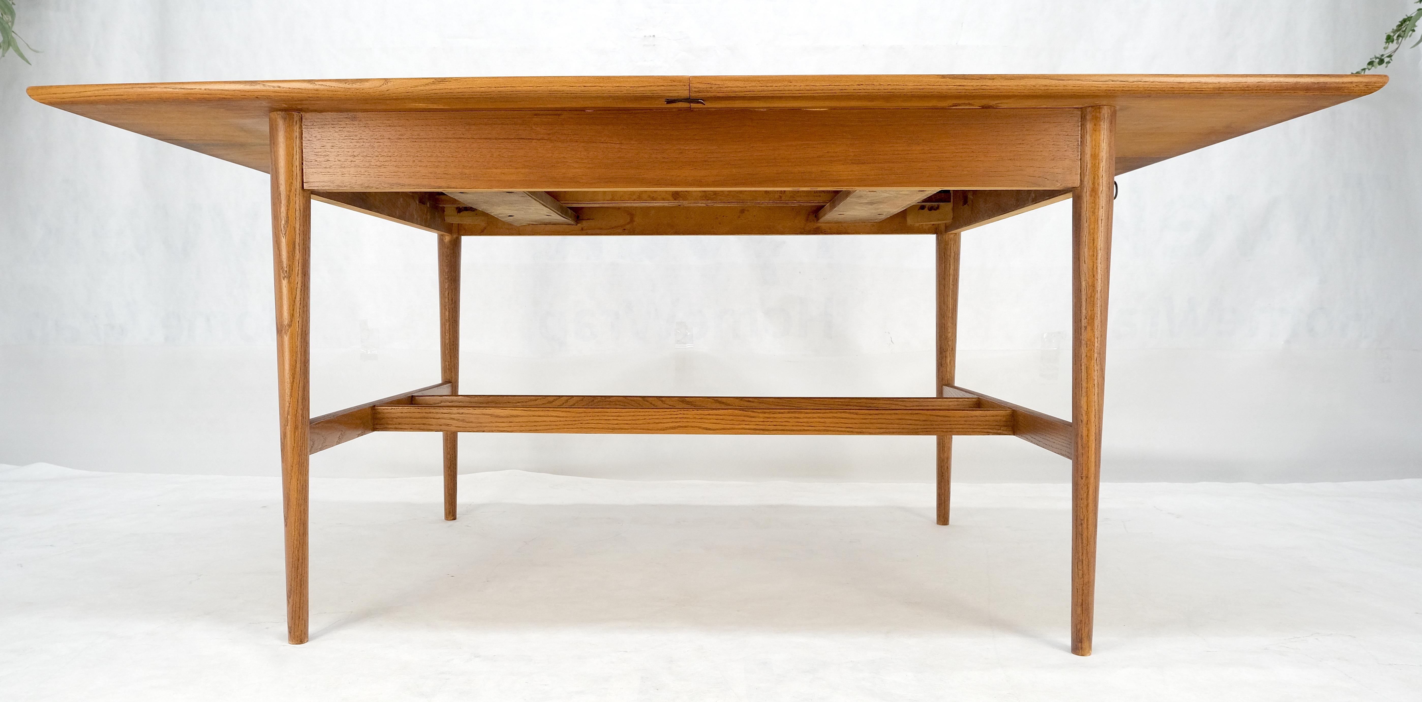 Lacquered Danish Mid Century Modern Walnut Stretcher Base Walnut Dining Writing Table MINT For Sale
