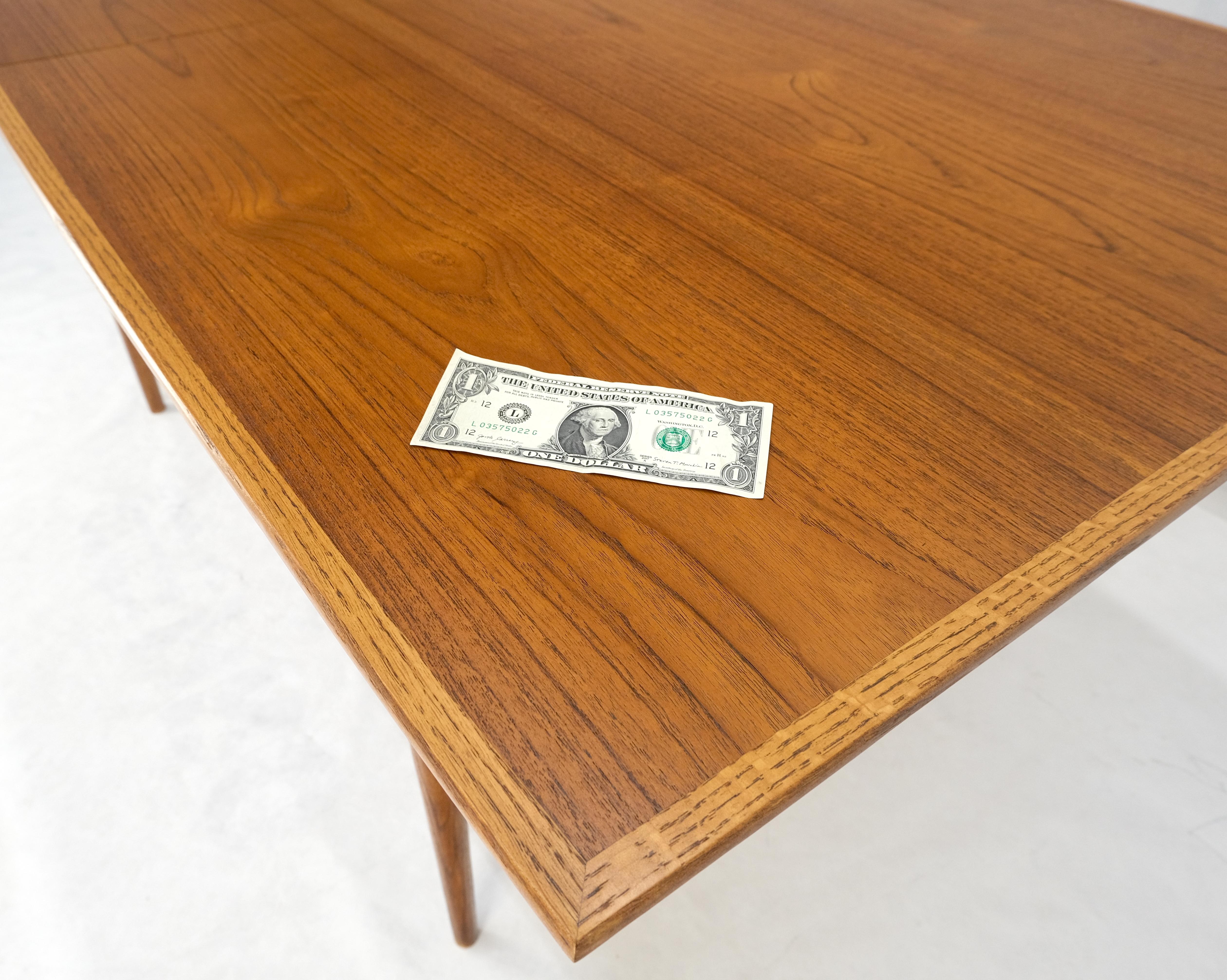 Teak Danish Mid Century Modern Walnut Stretcher Base Walnut Dining Writing Table MINT For Sale
