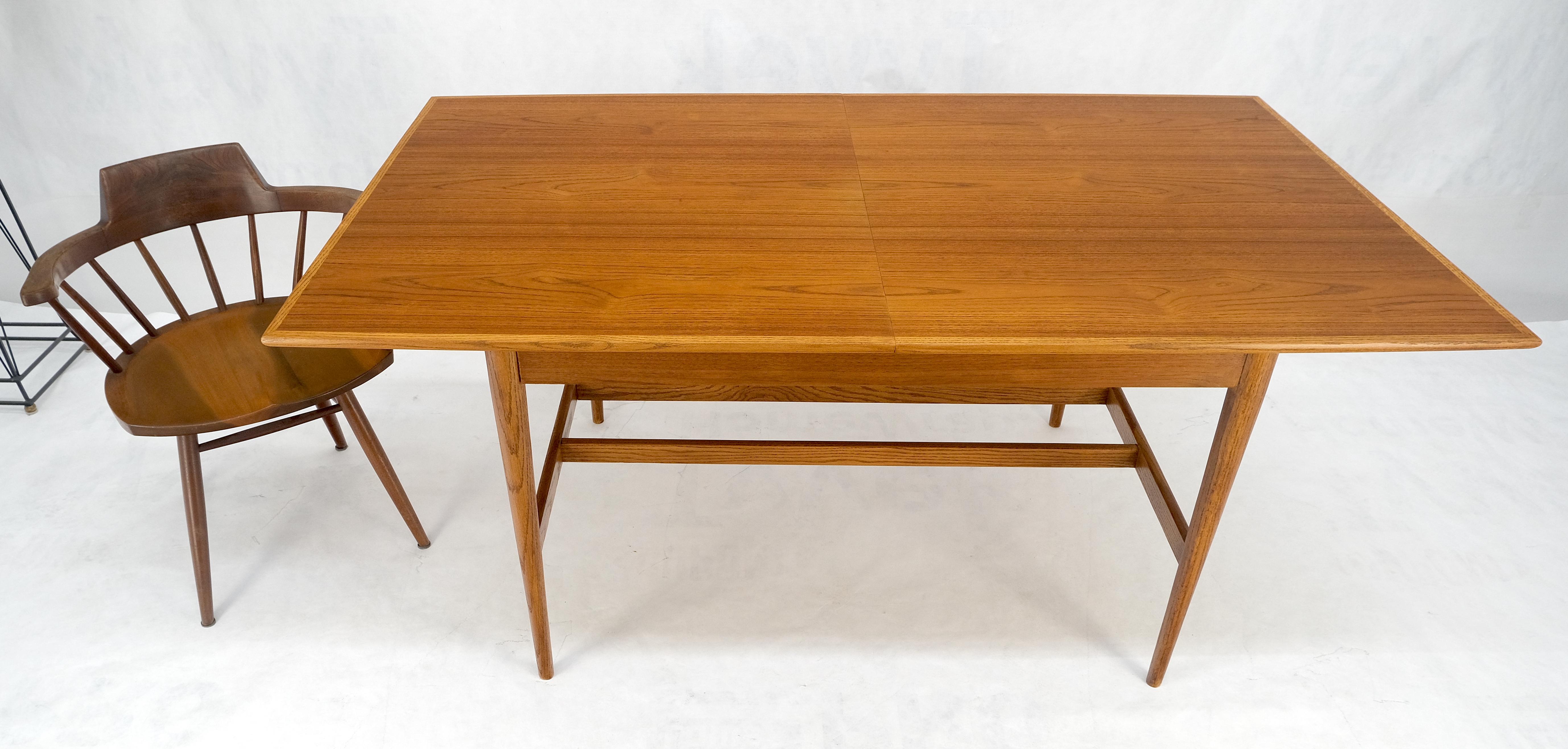 Danish Mid Century Modern Walnut Stretcher Base Walnut Dining Writing Table MINT For Sale 1