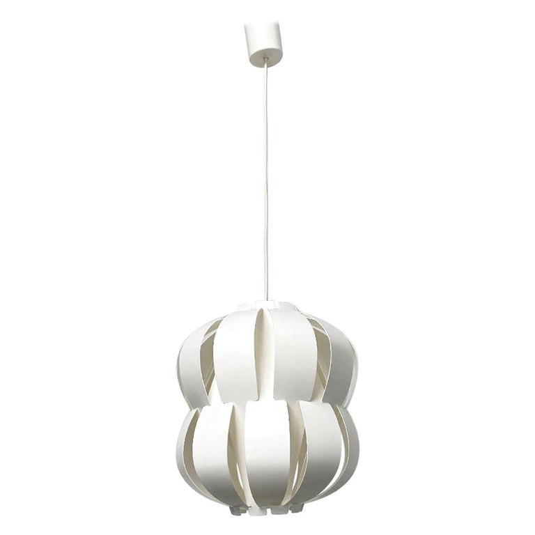 Danish Mid-Century Modern White Plastic Chandelier Mod. Room Light, 1960s For Sale