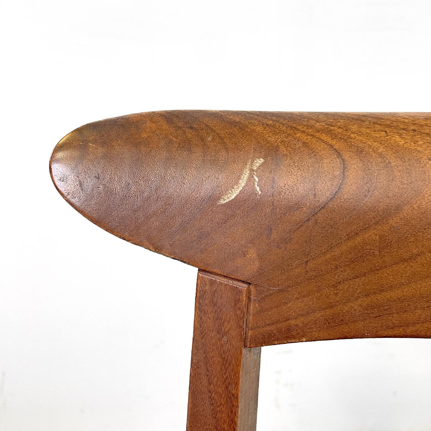 Danish mid-century modern wooden and brown leather chairs, 1950s For Sale 3