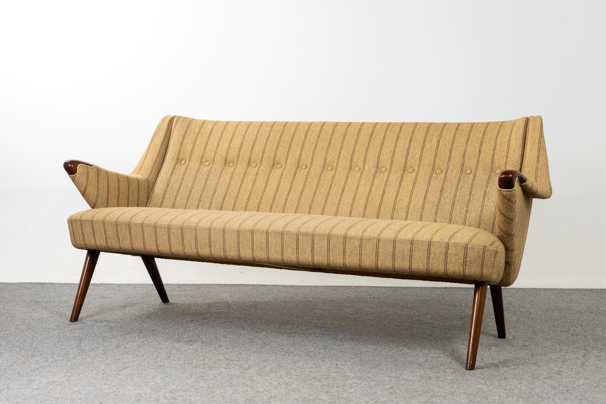 Scandinavian Modern Danish Mid-Century Modern Wool and Teak Sofa For Sale