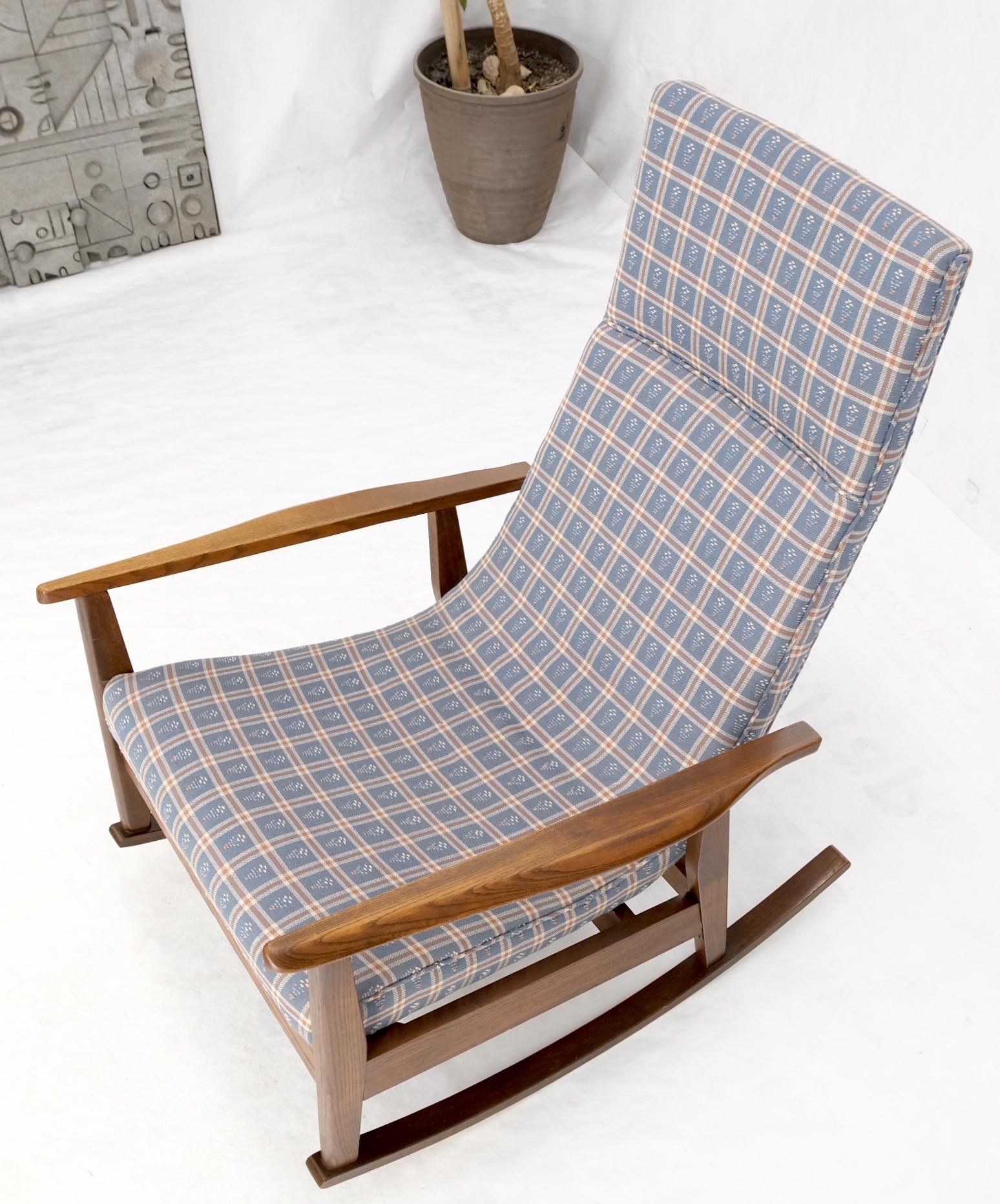 Danish Mid-Century Modern Wool Upholstery Tall Back Rocking Lounge Chair For Sale 6