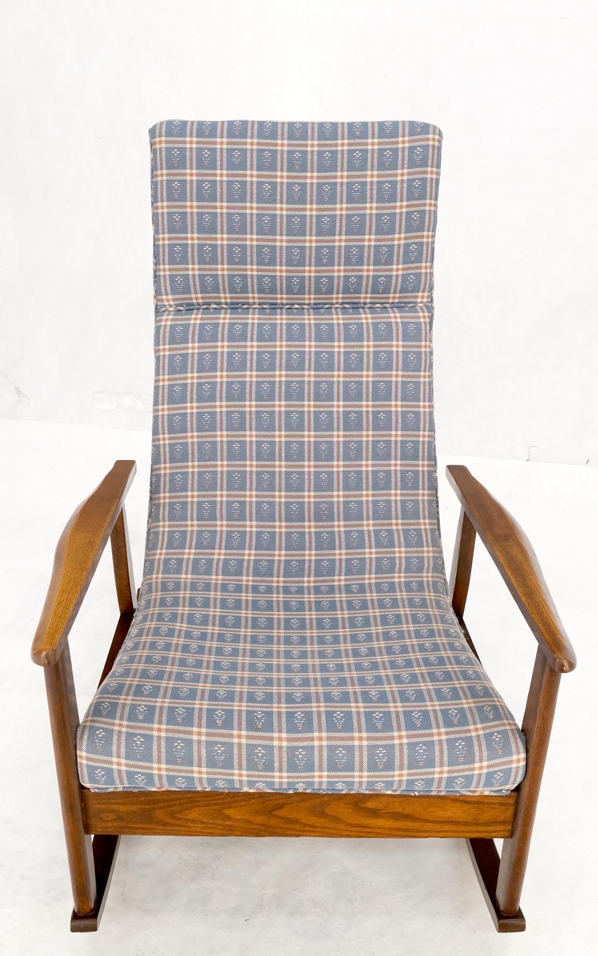 Danish Mid-Century Modern Wool Upholstery Tall Back Rocking Lounge Chair For Sale 8