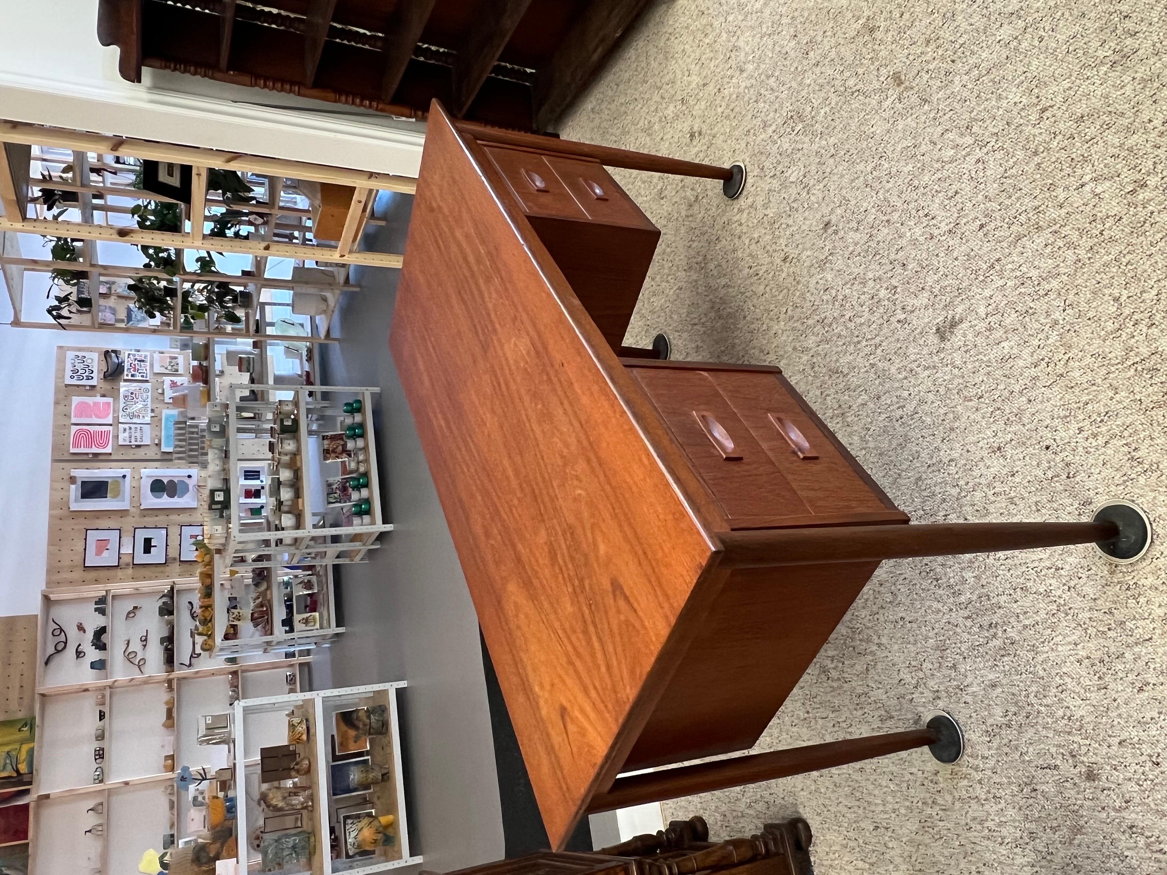 Danish Mid-Century Modern Writing Desk with Dovetail Drawers. Finished Back For Sale 1