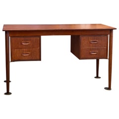 Danish Mid-Century Modern Writing Desk with Dovetail Drawers. Finished Back