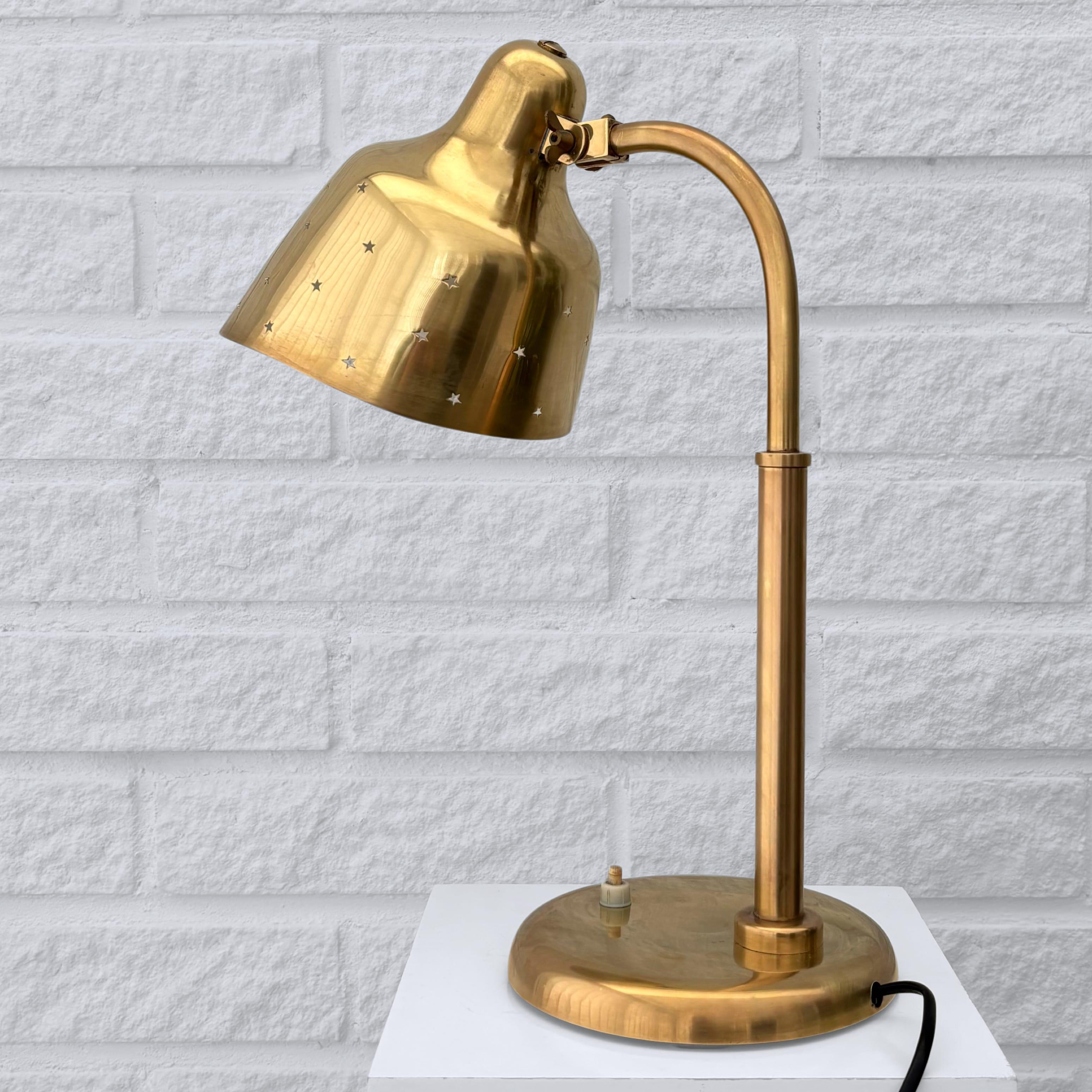 Brass Fog & Mørup, Scandinavian mid-century modernist table lamp, brass, Denmark 1940s For Sale