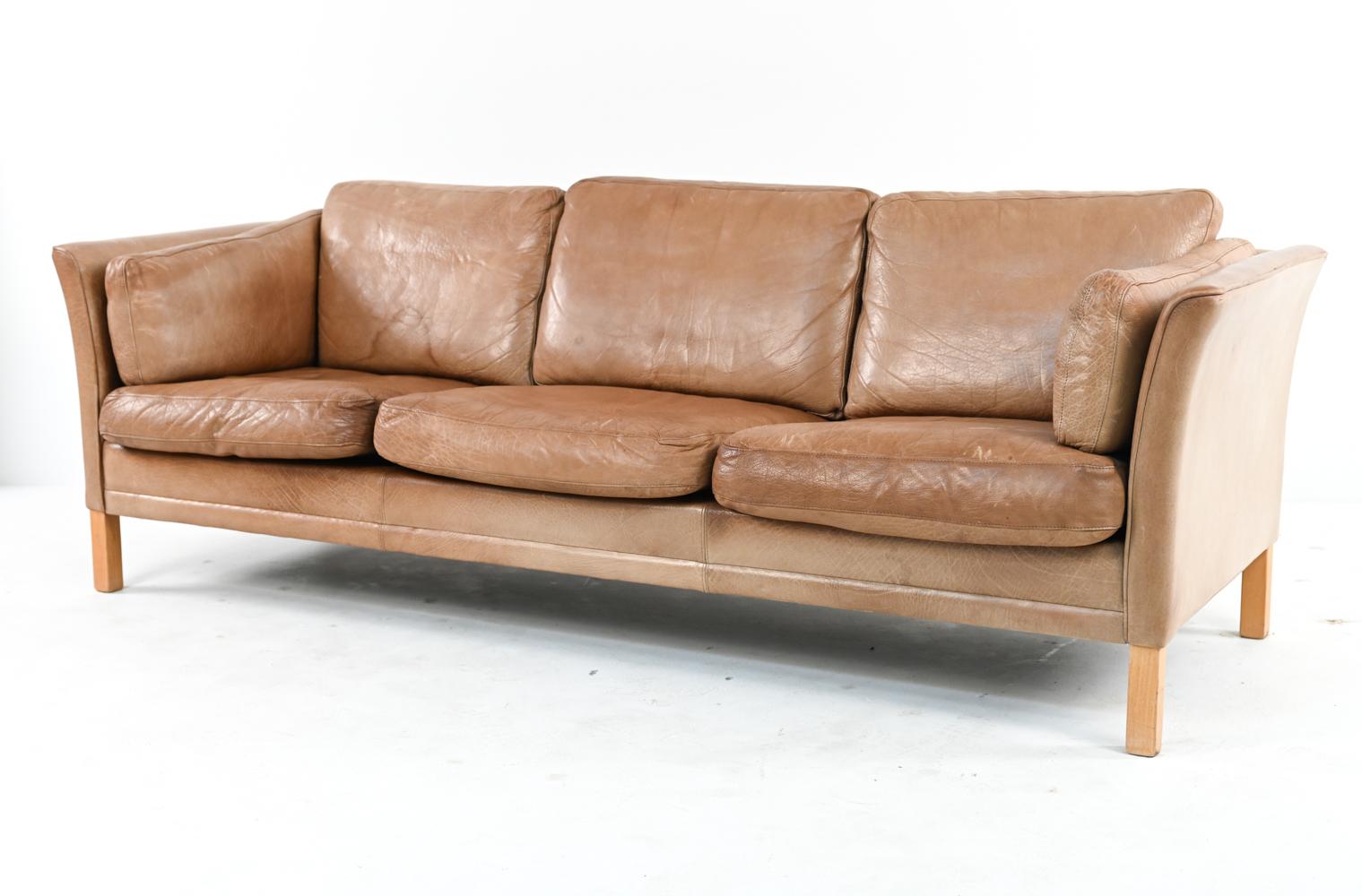 Danish Mid-Century Mogens Hansen Buffalo Leather Sofa 2