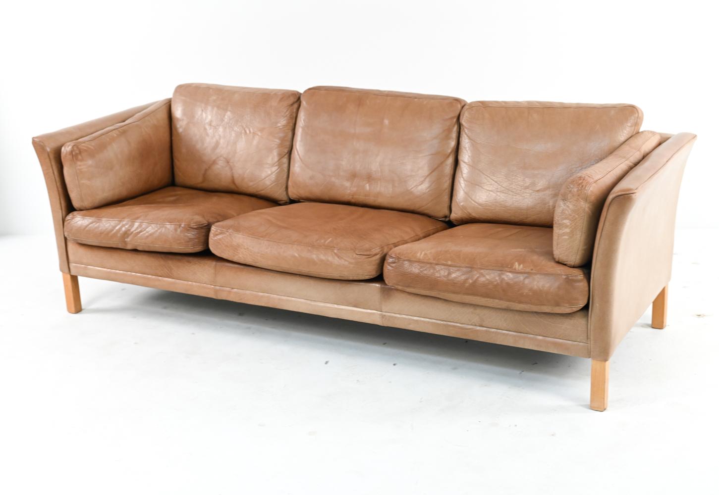 Danish Mid-Century Mogens Hansen Buffalo Leather Sofa 3