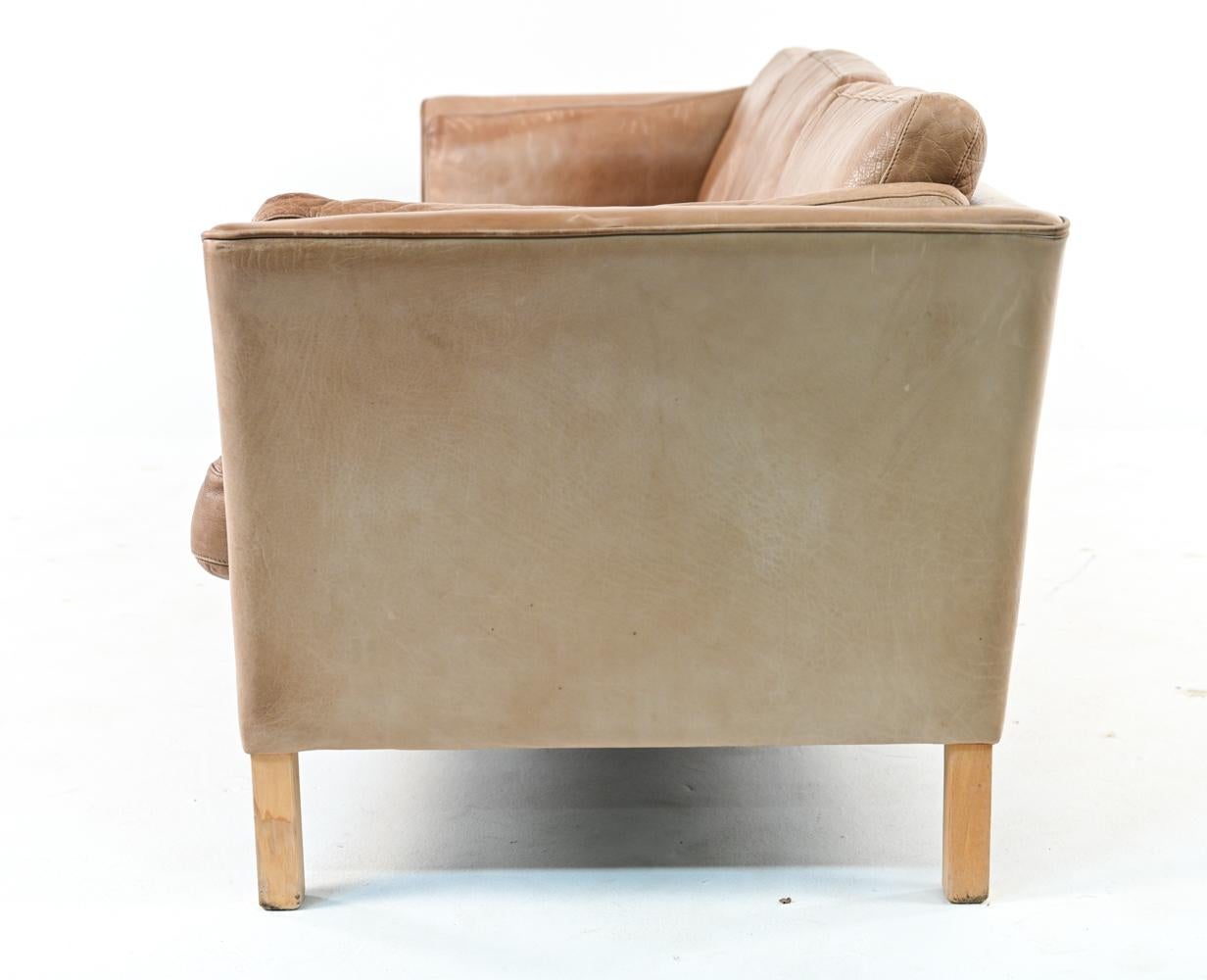 Danish Mid-Century Mogens Hansen Buffalo Leather Sofa 4