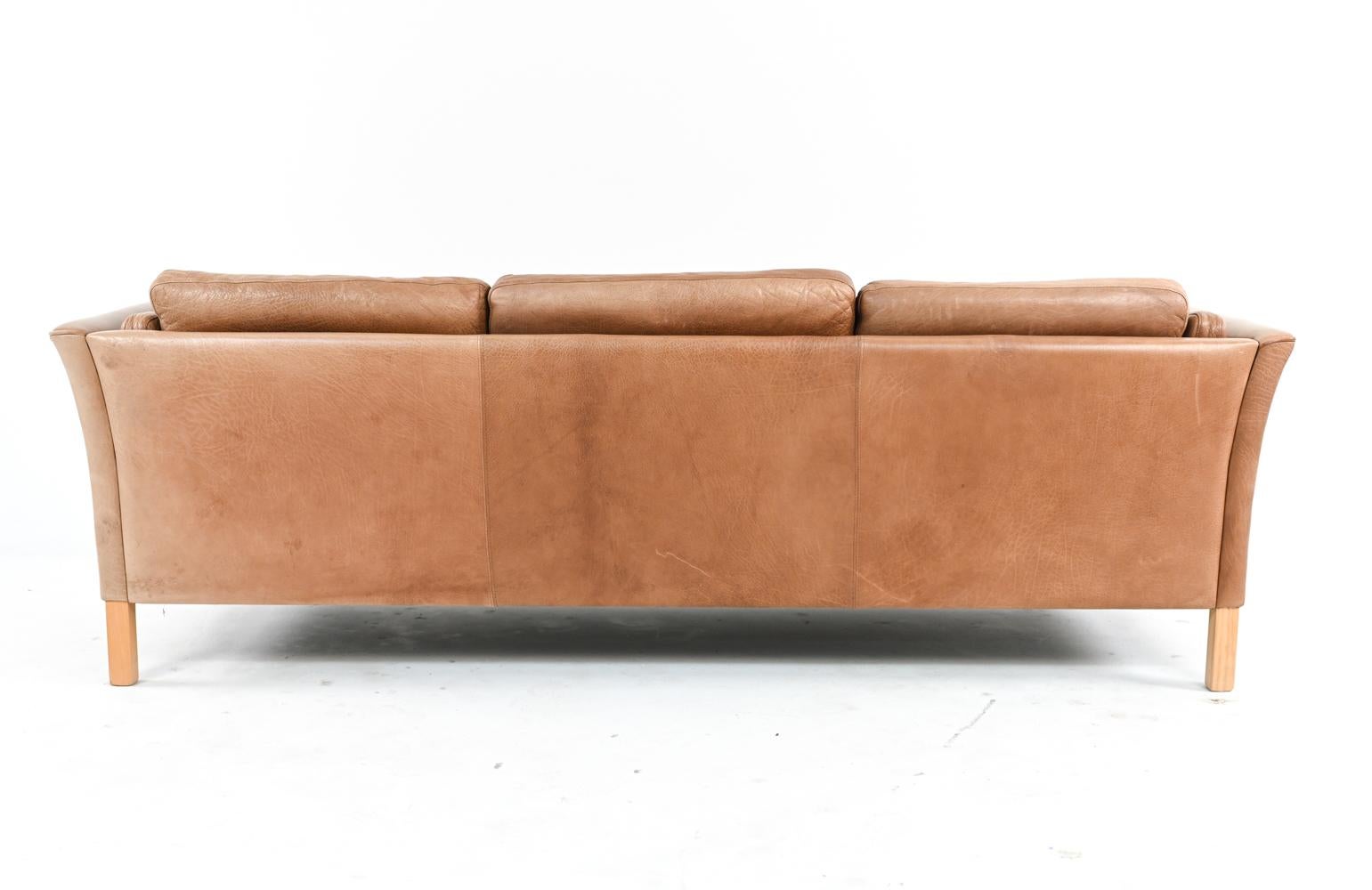 Danish Mid-Century Mogens Hansen Buffalo Leather Sofa 5