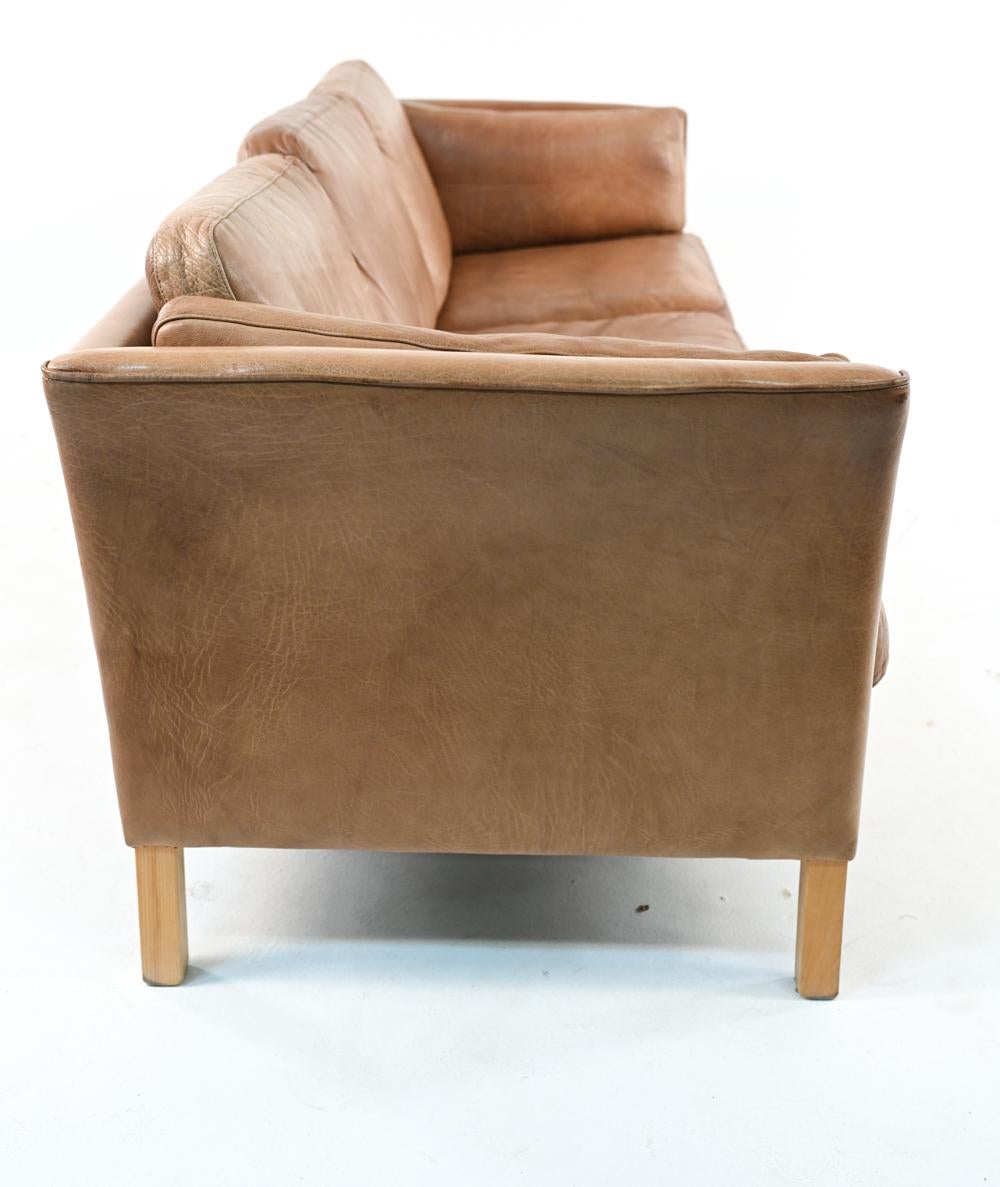 Danish Mid-Century Mogens Hansen Buffalo Leather Sofa 6