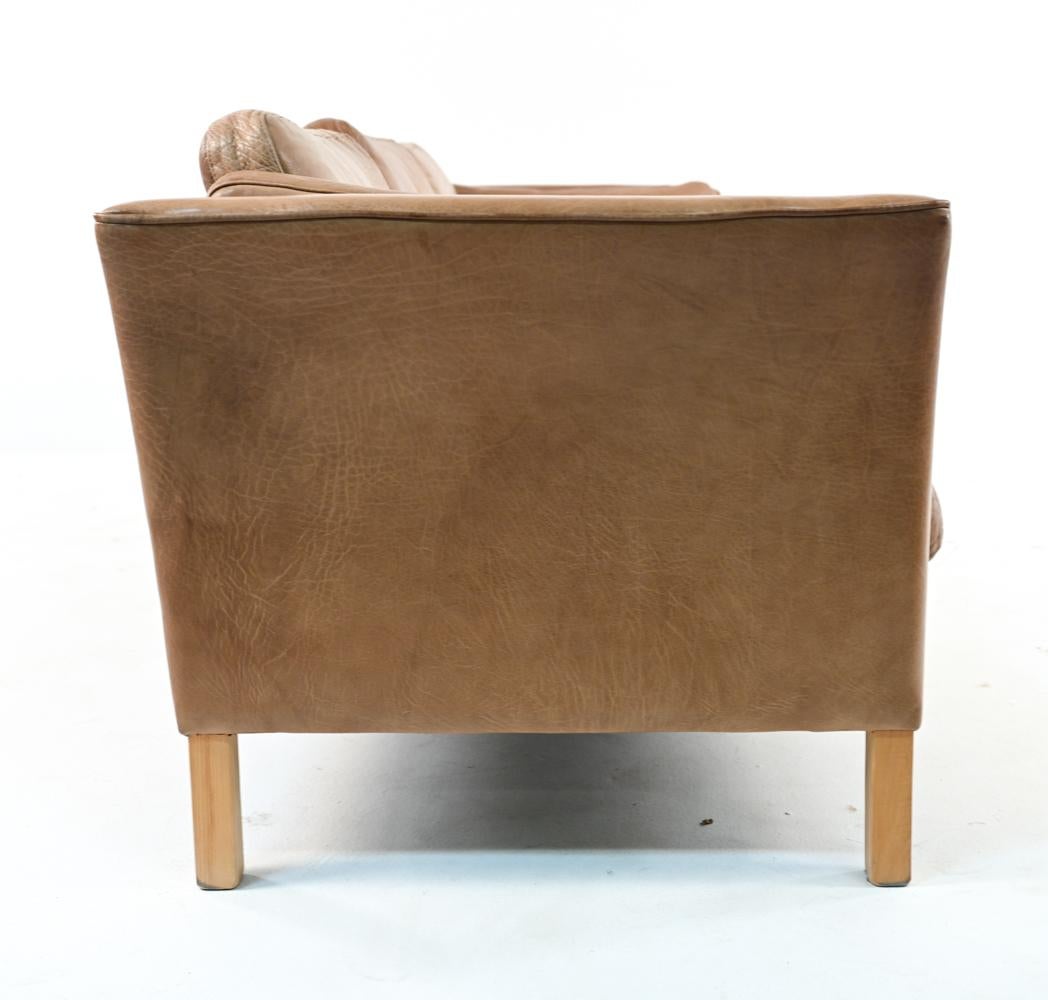 Danish Mid-Century Mogens Hansen Buffalo Leather Sofa 7