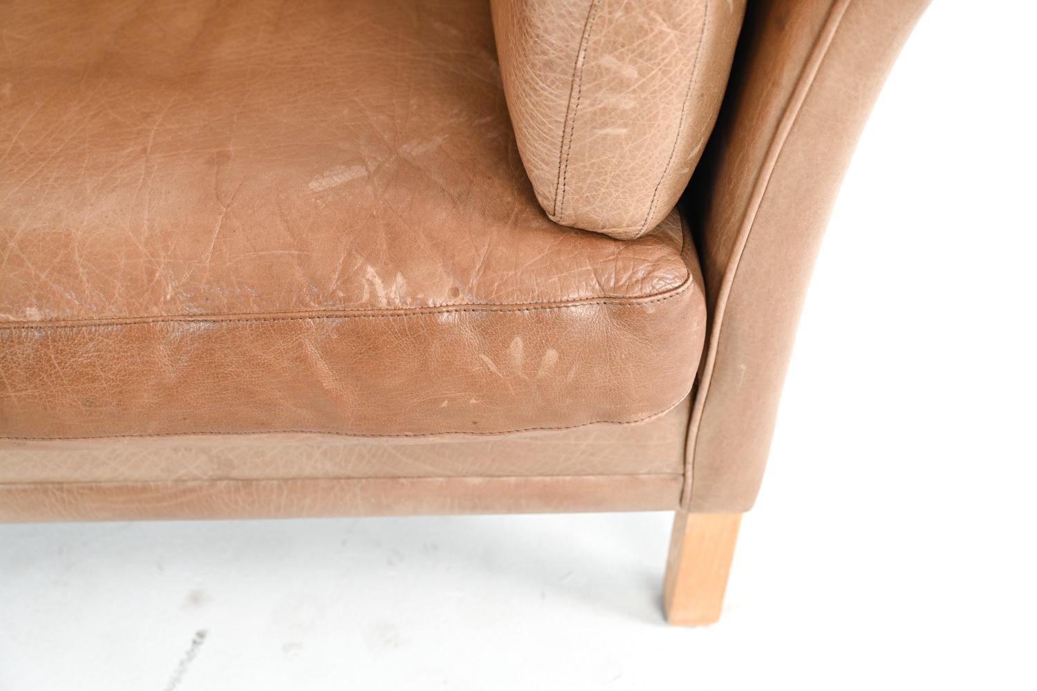 Scandinavian Modern Danish Mid-Century Mogens Hansen Buffalo Leather Sofa