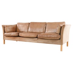 Danish Mid-Century Mogens Hansen Buffalo Leather Sofa