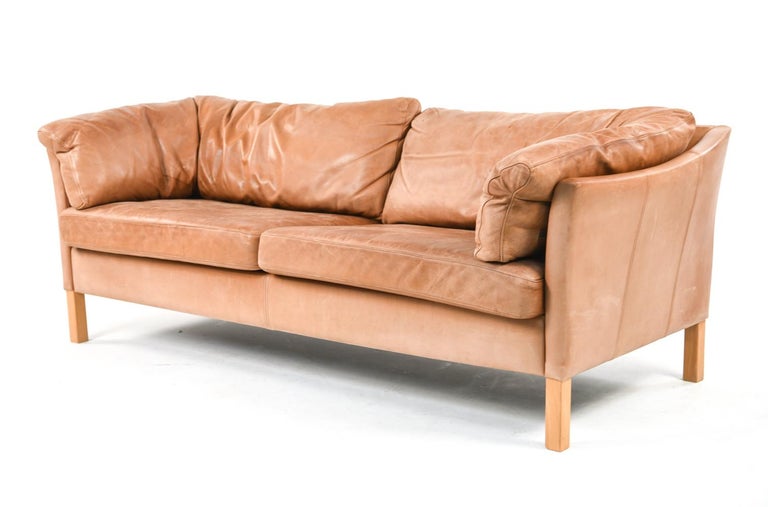 Danish Mid-Century Mogens Hansen Leather Sofa at 1stDibs | mogens hansen  sofa
