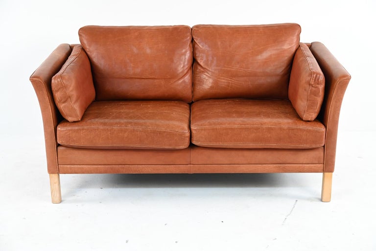 Danish MidCentury Mogens Hansen Leather TwoSeat Sofa For Sale at 1stDibs