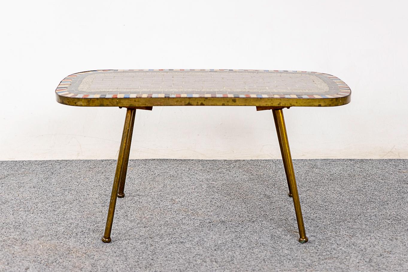 Scandinavian Modern Danish Mid-Century Mosaic Plant / Side Table For Sale