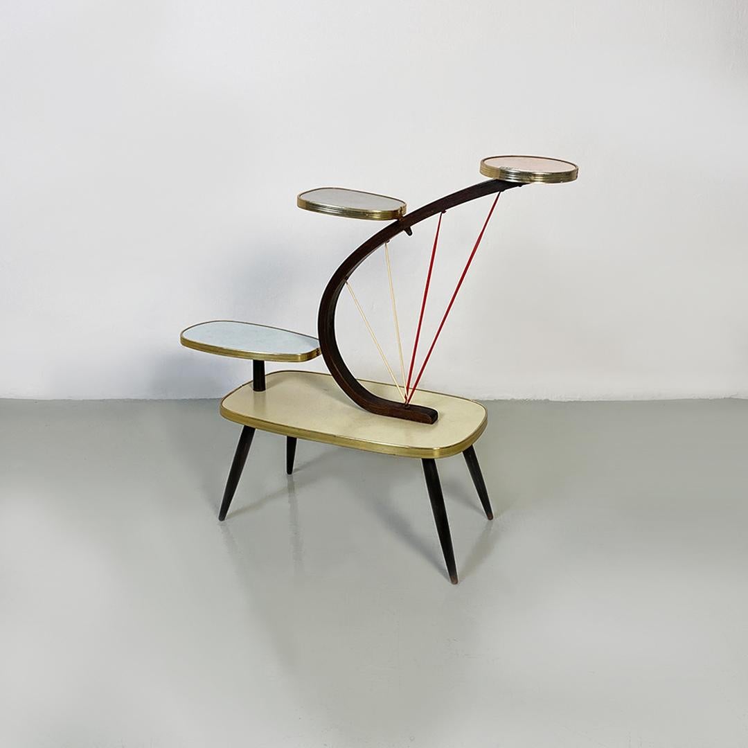 Dänischer Pflanzenhalter oder -regal aus Buche und mehrfarbigem Laminat aus der Mitte des Jahrhunderts, 1960er Jahre (Moderne der Mitte des Jahrhunderts) im Angebot