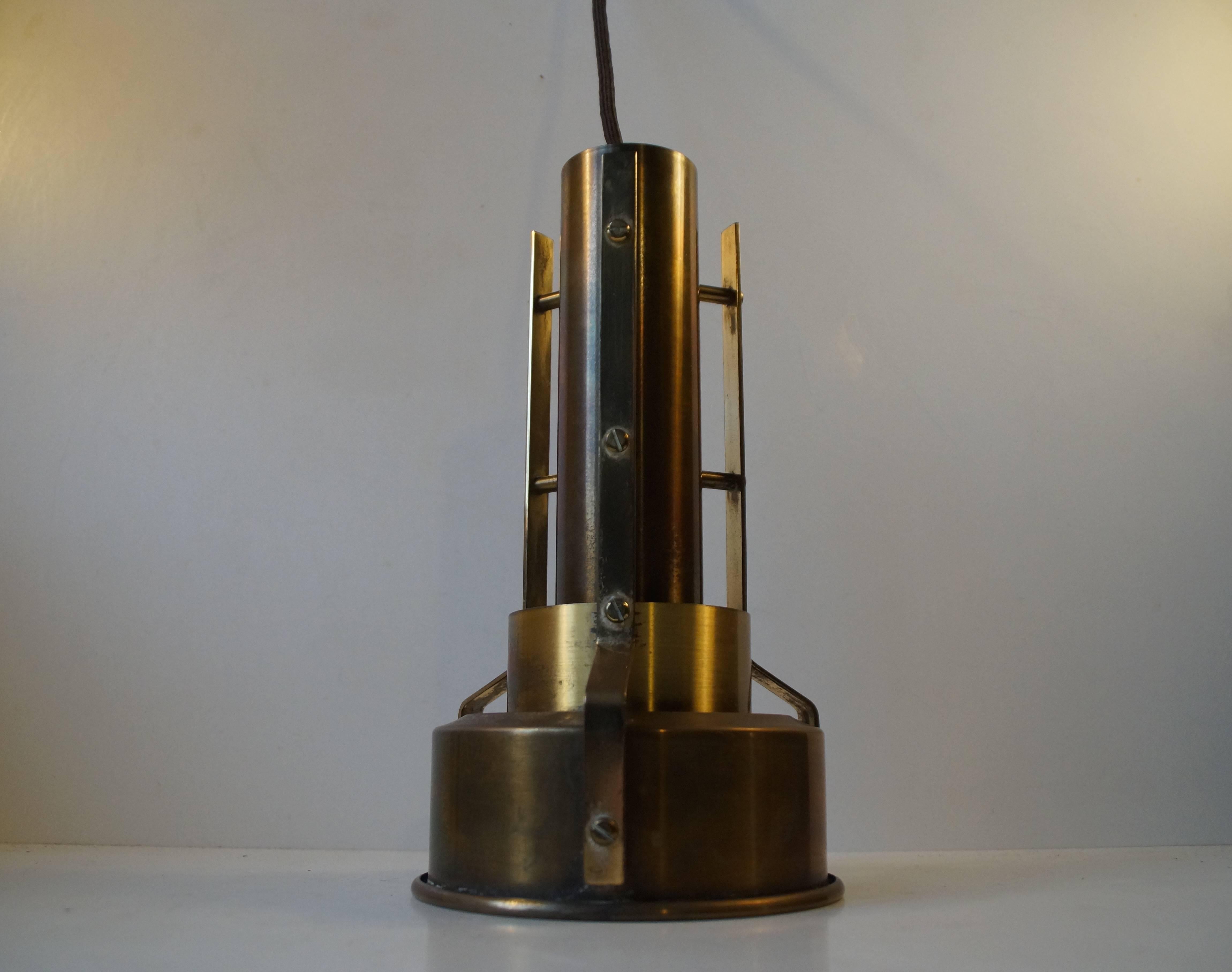 Danish Midcentury Nautical Brass Pendant Light, 1950s In Good Condition For Sale In Esbjerg, DK