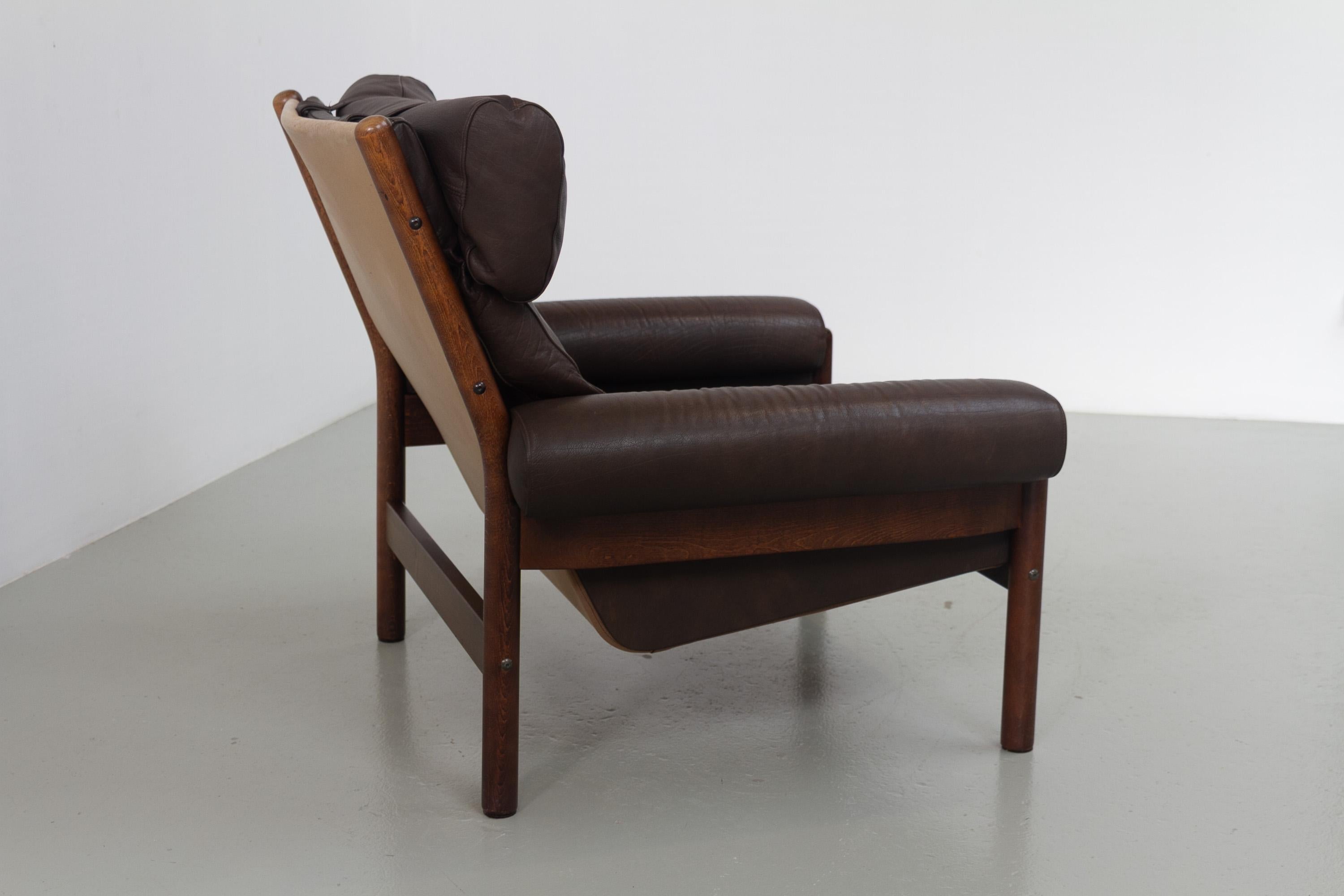 Chaise longue danoise en cuir de style Norells du milieu du siècle dernier, années 1960. en vente 3