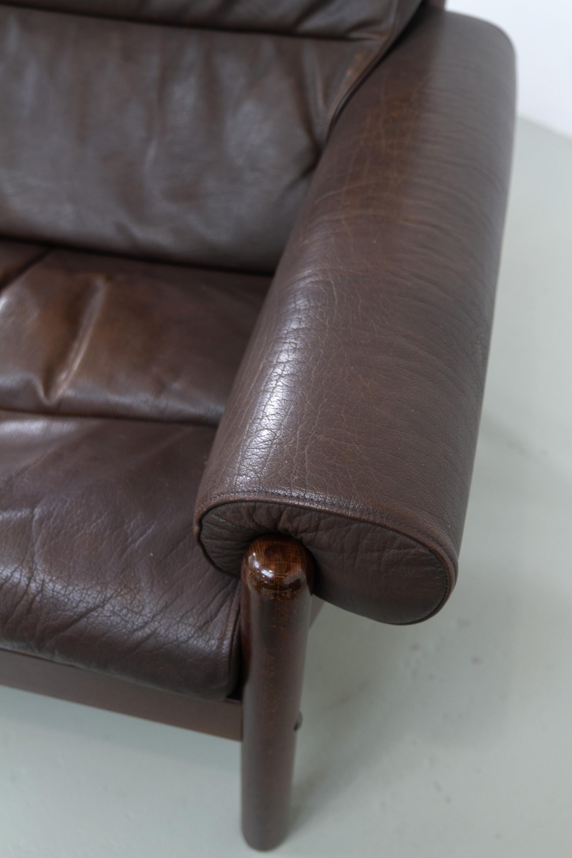 Chaise longue danoise en cuir de style Norells du milieu du siècle dernier, années 1960. en vente 4