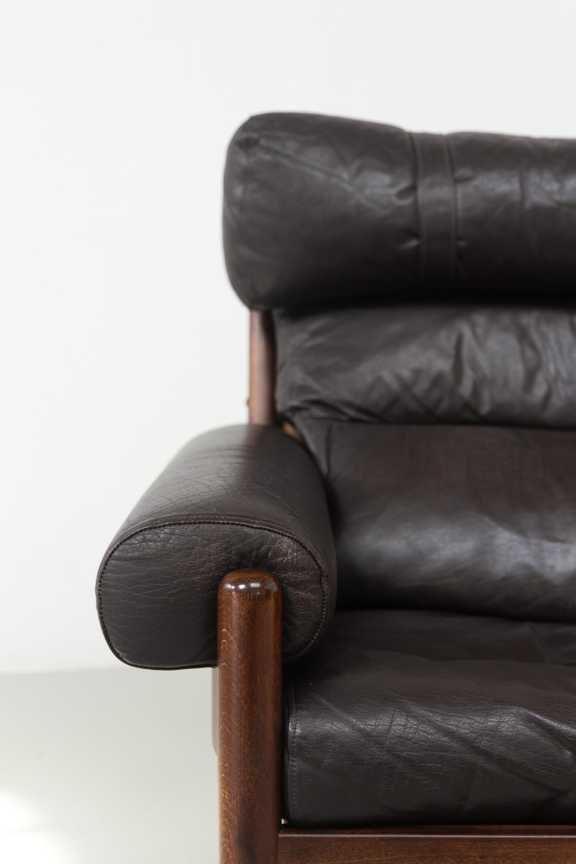 Chaise longue danoise en cuir de style Norells du milieu du siècle dernier, années 1960. en vente 5