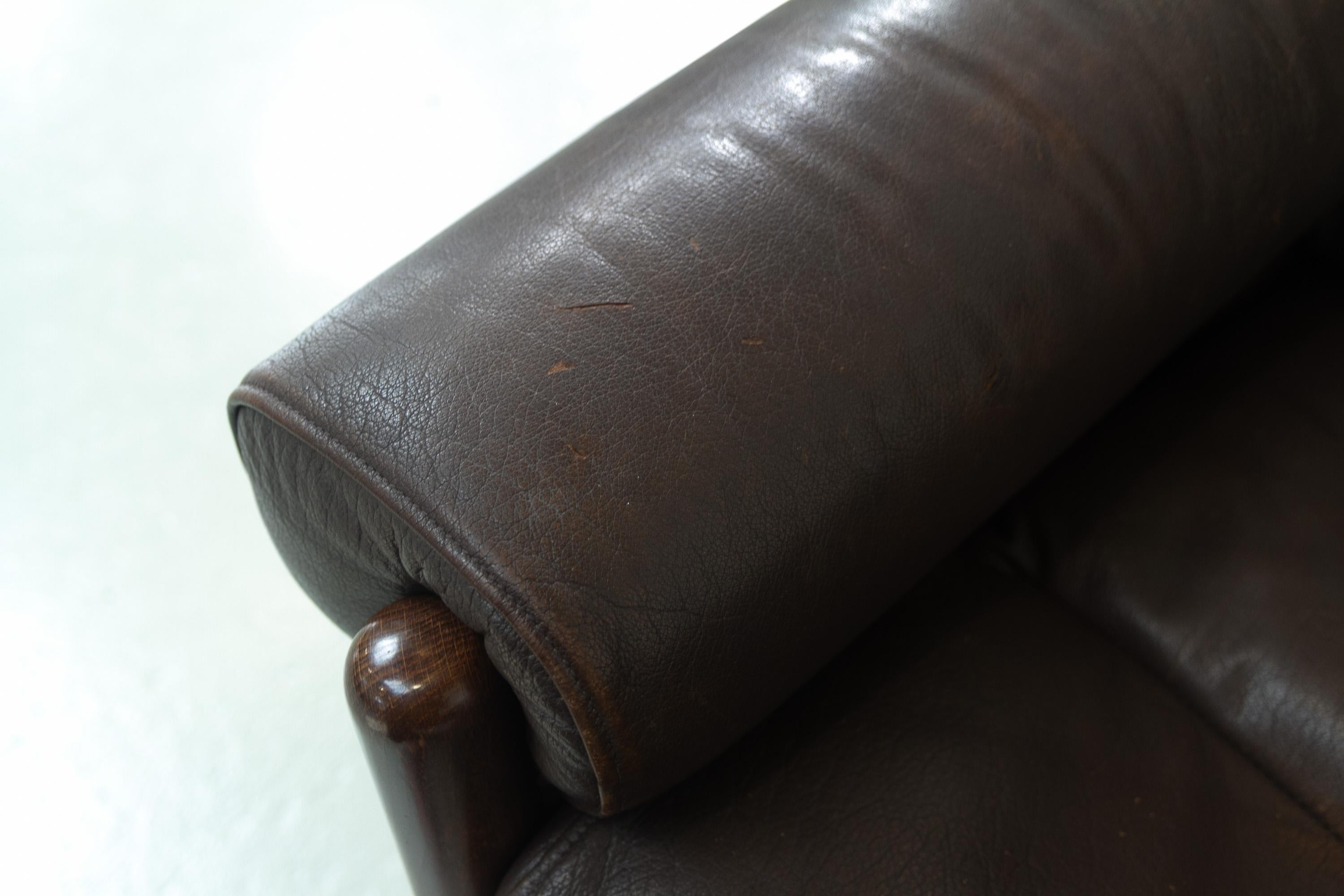 Chaise longue danoise en cuir de style Norells du milieu du siècle dernier, années 1960. en vente 5