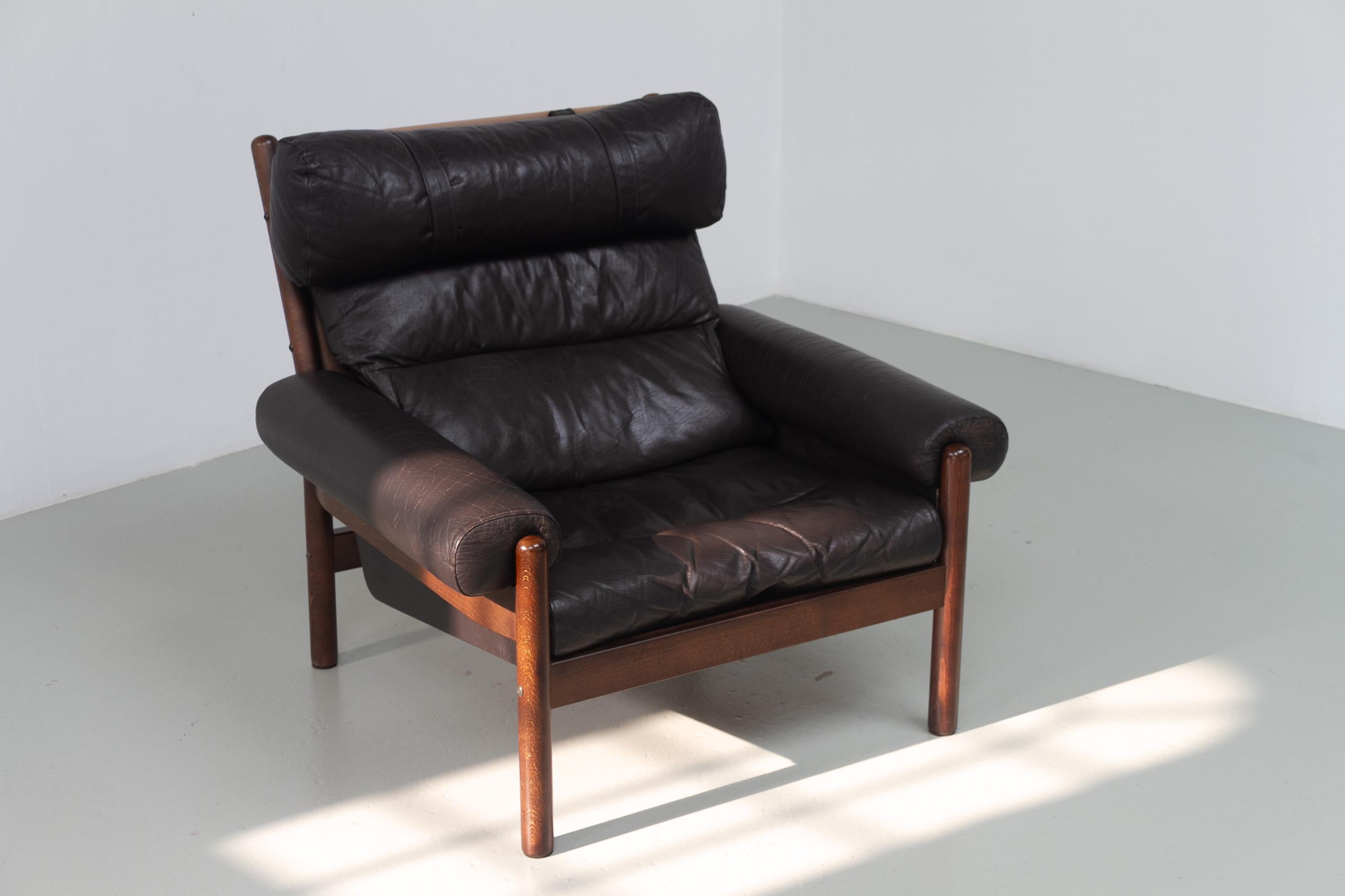 Chaise longue danoise en cuir de style Norells du milieu du siècle dernier, années 1960. en vente 6