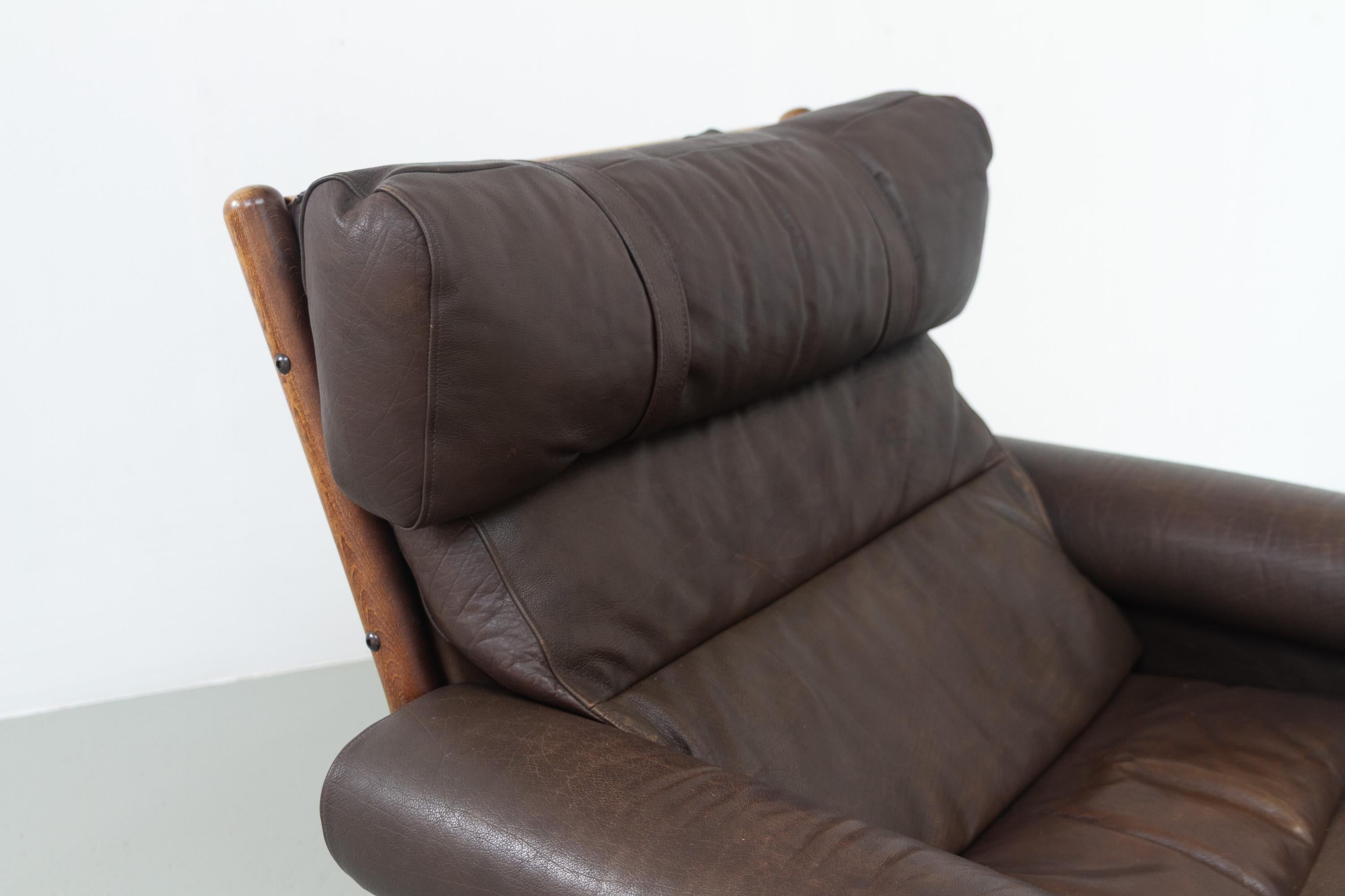 Chaise longue danoise en cuir de style Norells du milieu du siècle dernier, années 1960. en vente 6