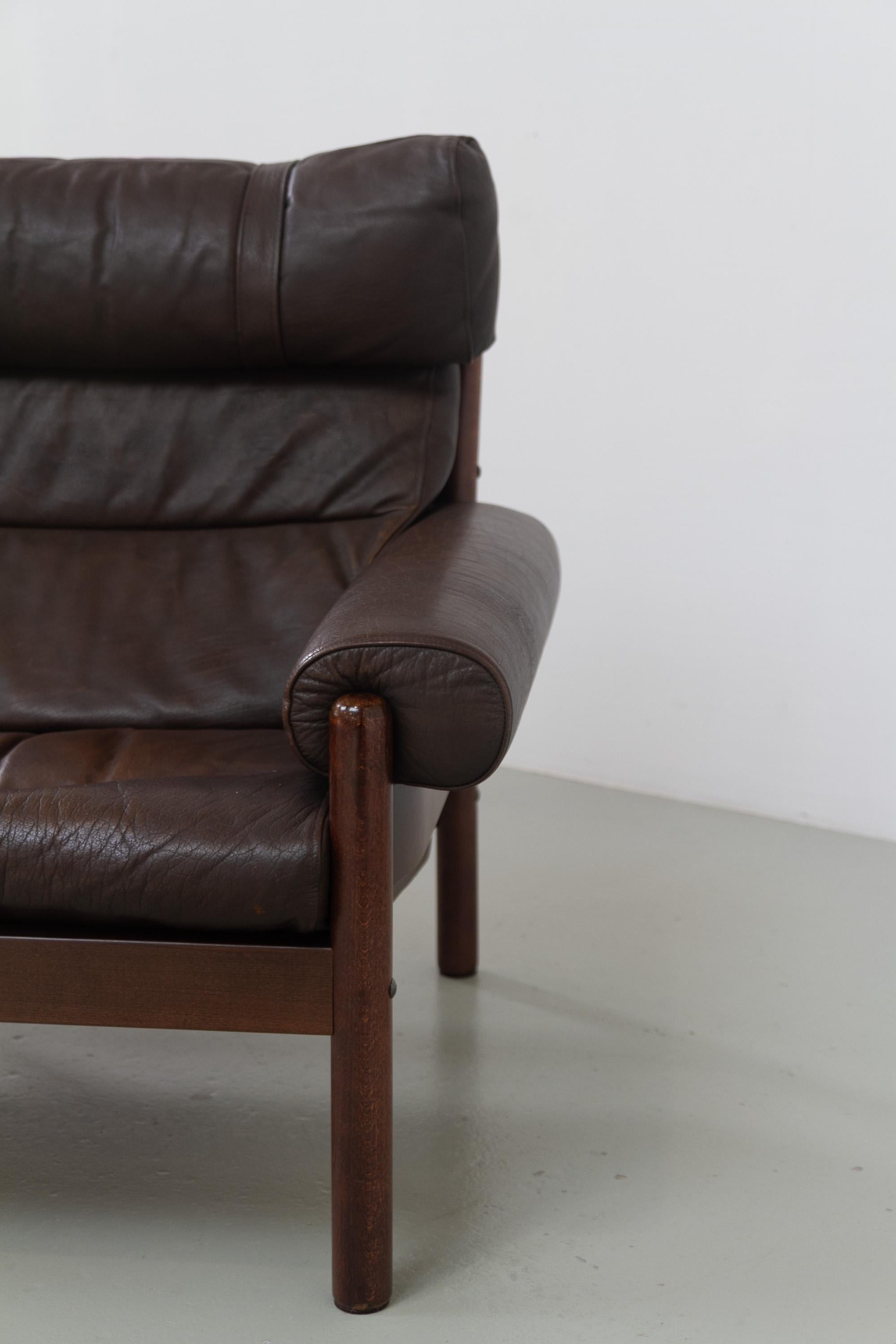 Chaise longue danoise en cuir de style Norells du milieu du siècle dernier, années 1960. en vente 7