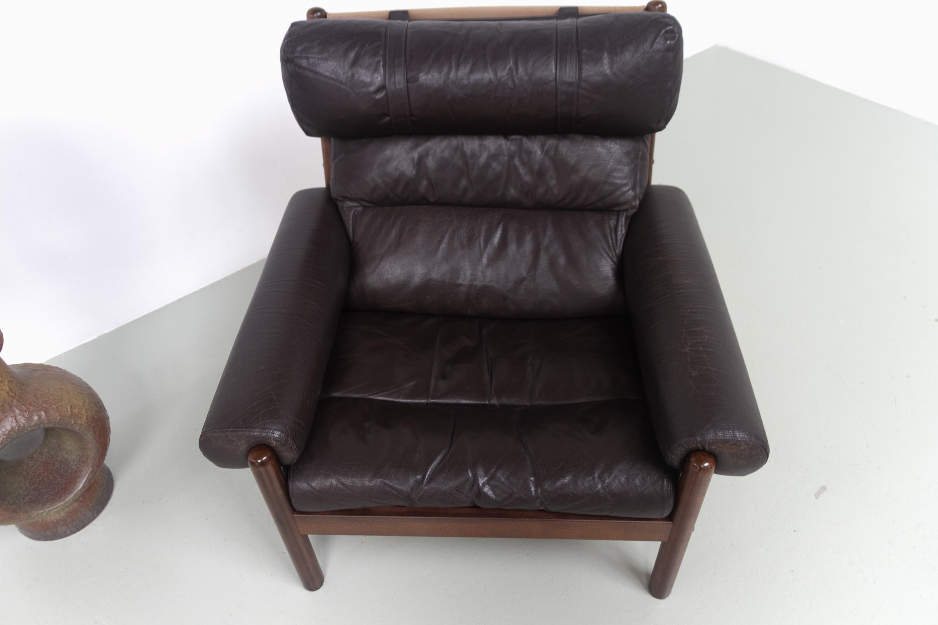 Chaise longue danoise en cuir de style Norells du milieu du siècle dernier, années 1960. en vente 8