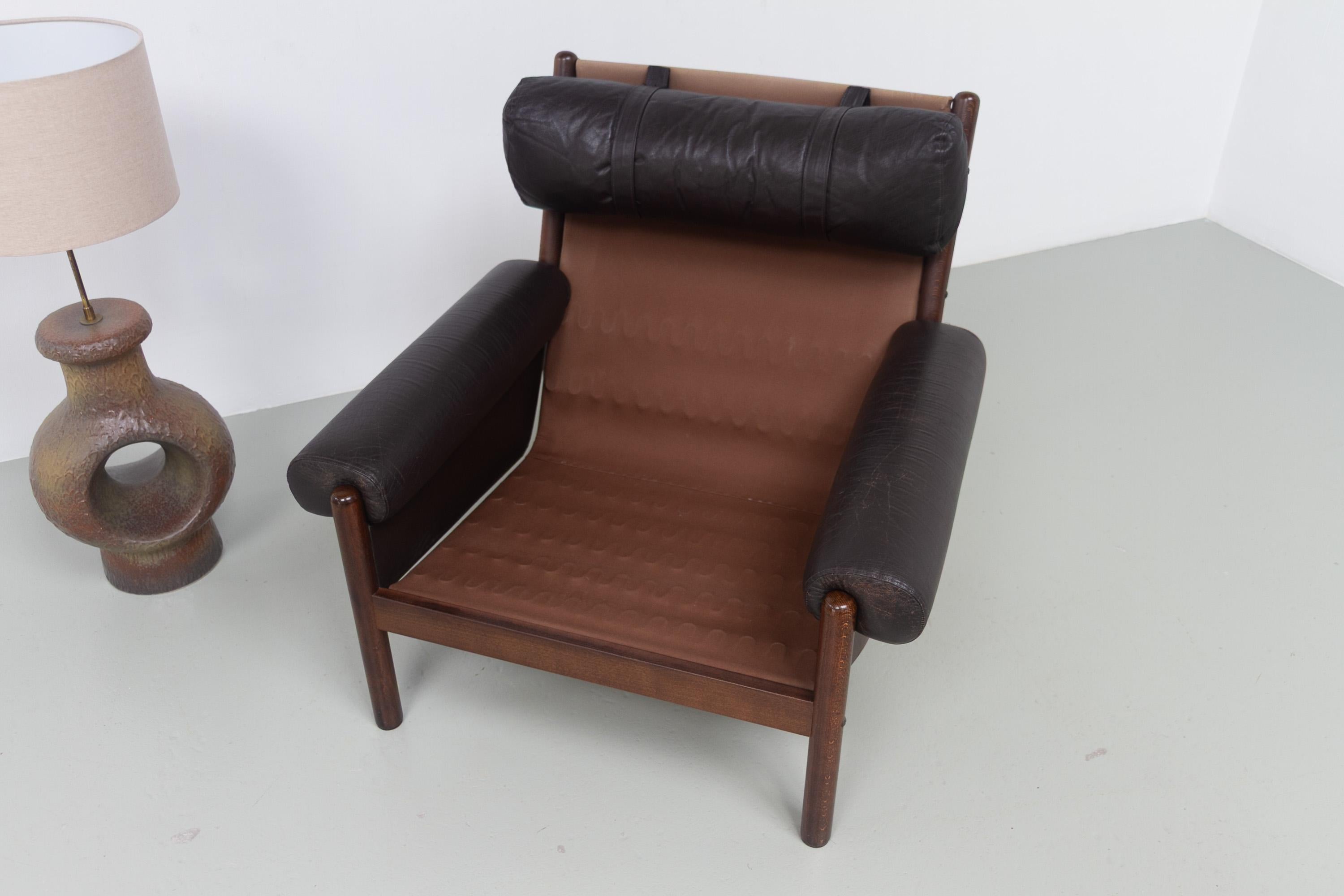 Chaise longue danoise en cuir de style Norells du milieu du siècle dernier, années 1960. en vente 9