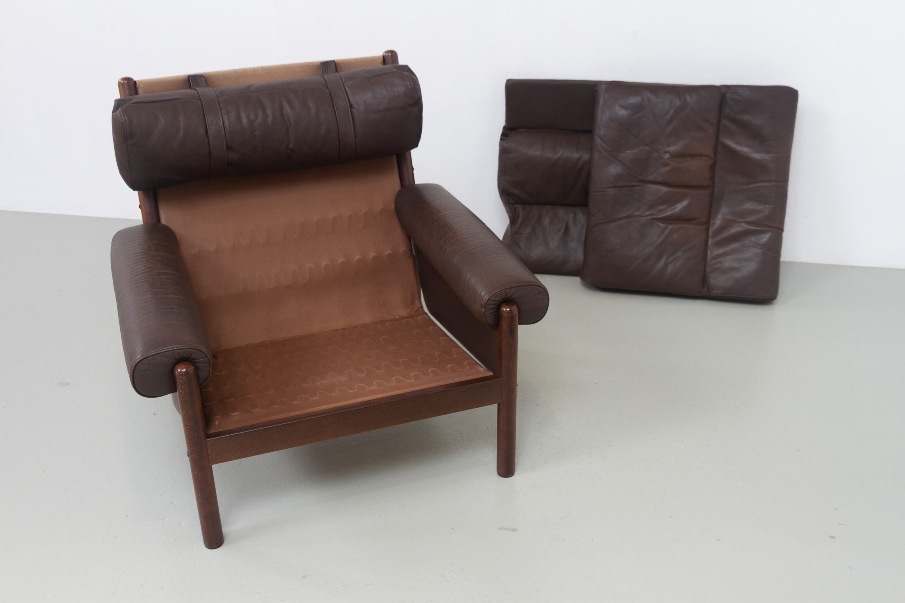 Chaise longue danoise en cuir de style Norells du milieu du siècle dernier, années 1960. en vente 9
