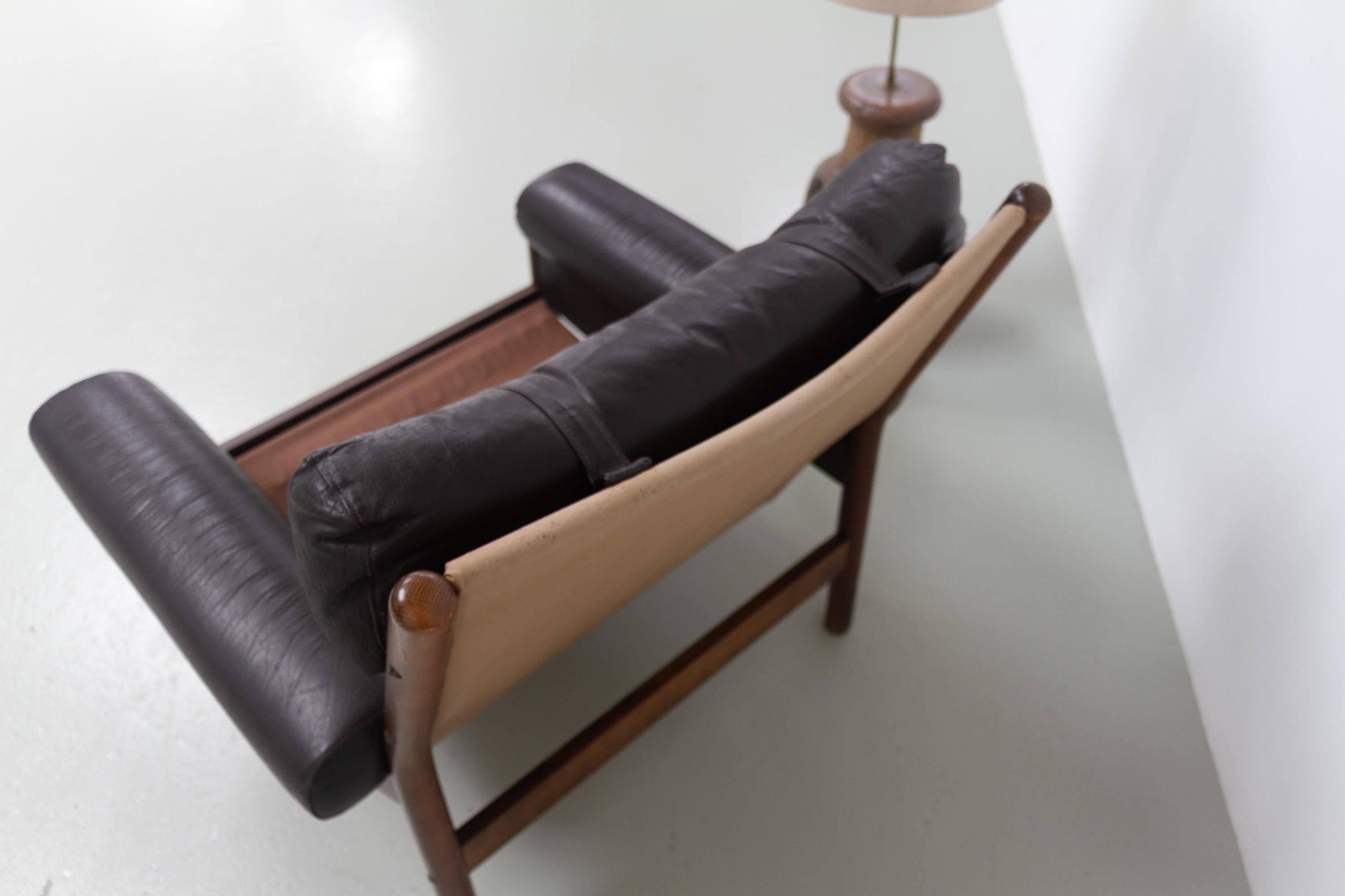 Chaise longue danoise en cuir de style Norells du milieu du siècle dernier, années 1960. en vente 10