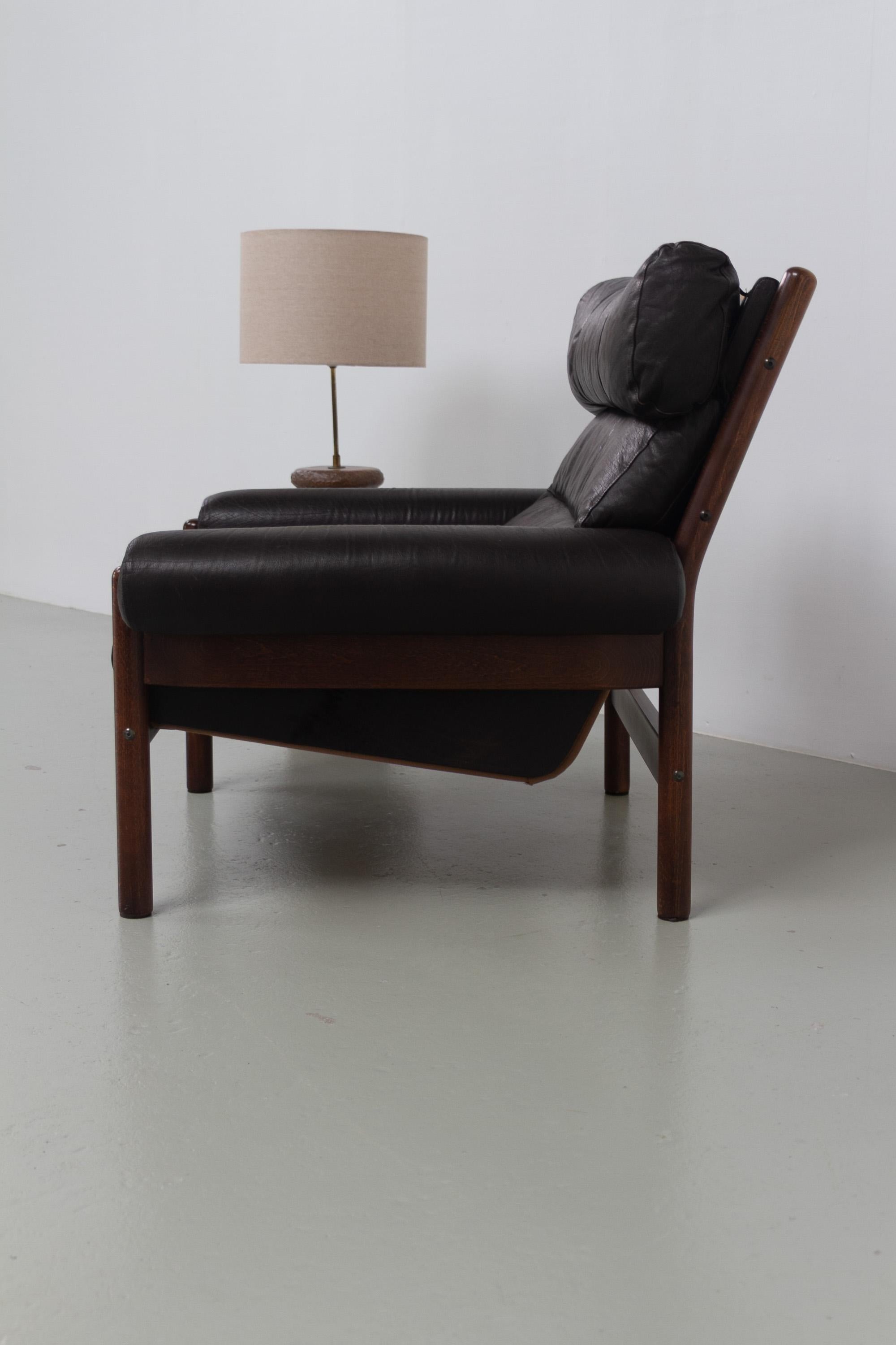 Chaise longue danoise en cuir de style Norells du milieu du siècle dernier, années 1960. en vente 11