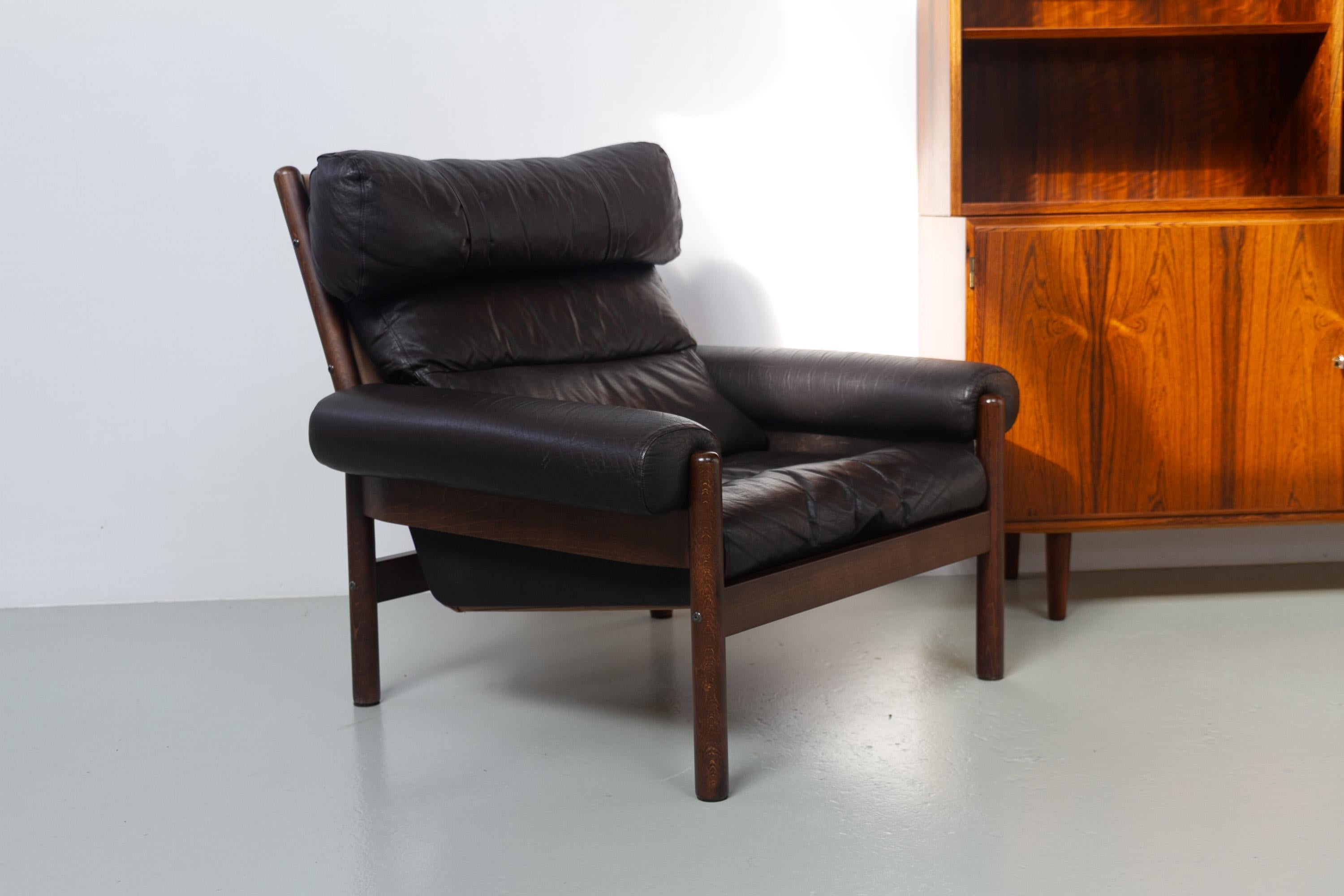 Chaise longue danoise en cuir de style Norells du milieu du siècle dernier, années 1960. en vente 12