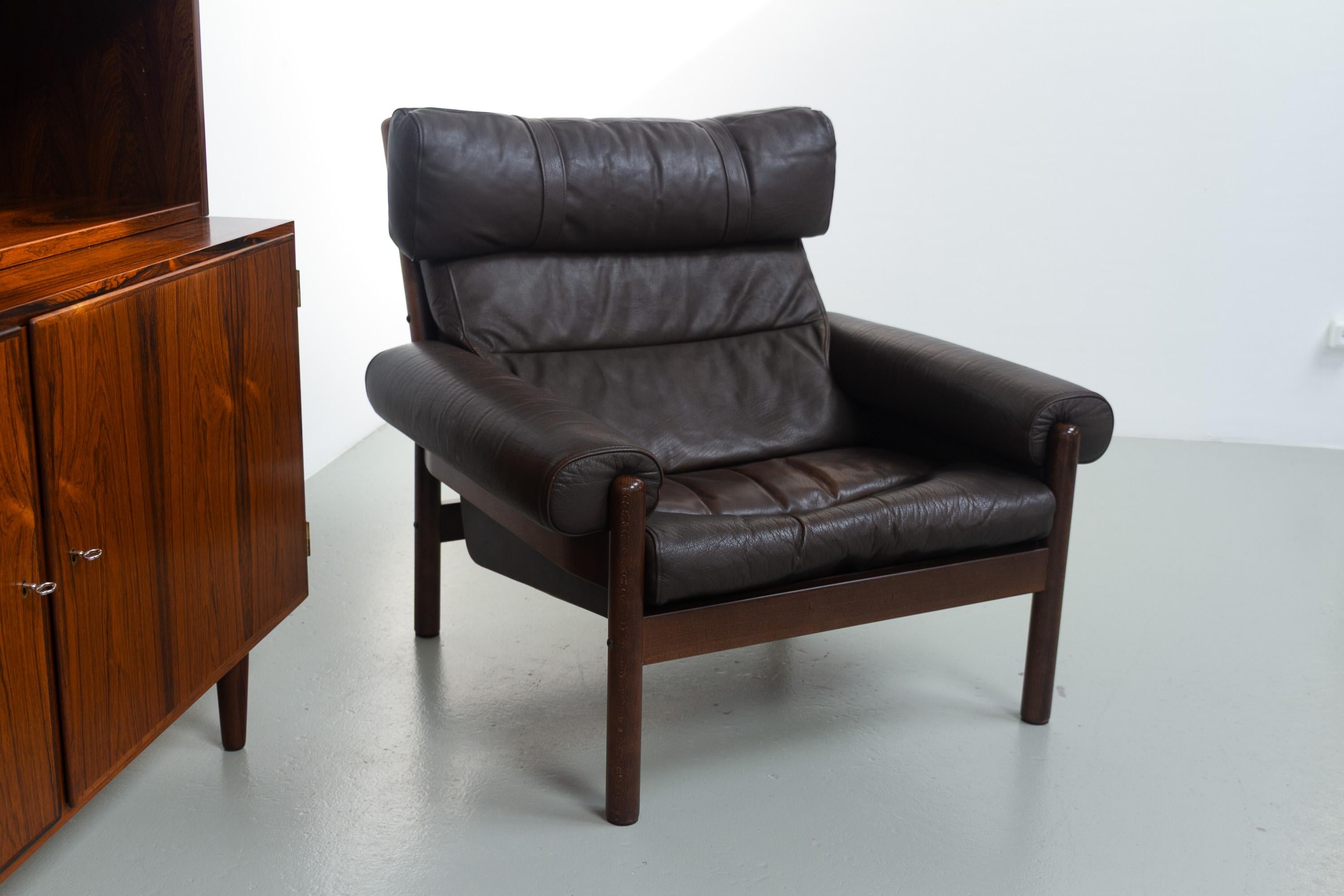 Chaise longue danoise en cuir de style Norells du milieu du siècle dernier, années 1960. en vente 12